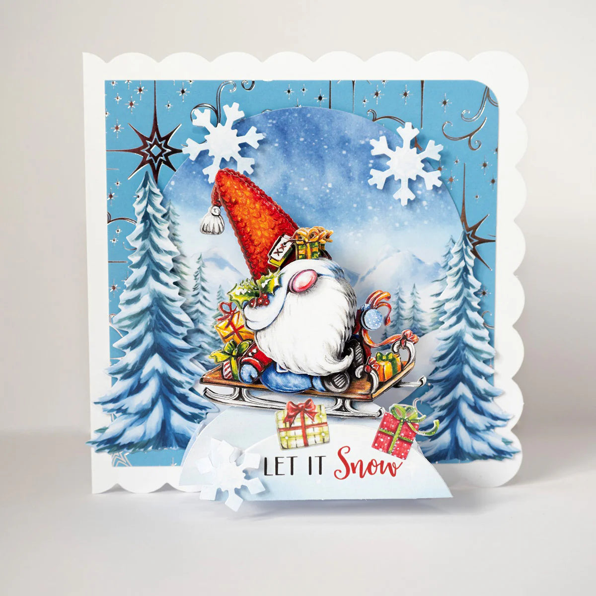 Christmas Garden Gnomes, Pop Up Card Making Kit