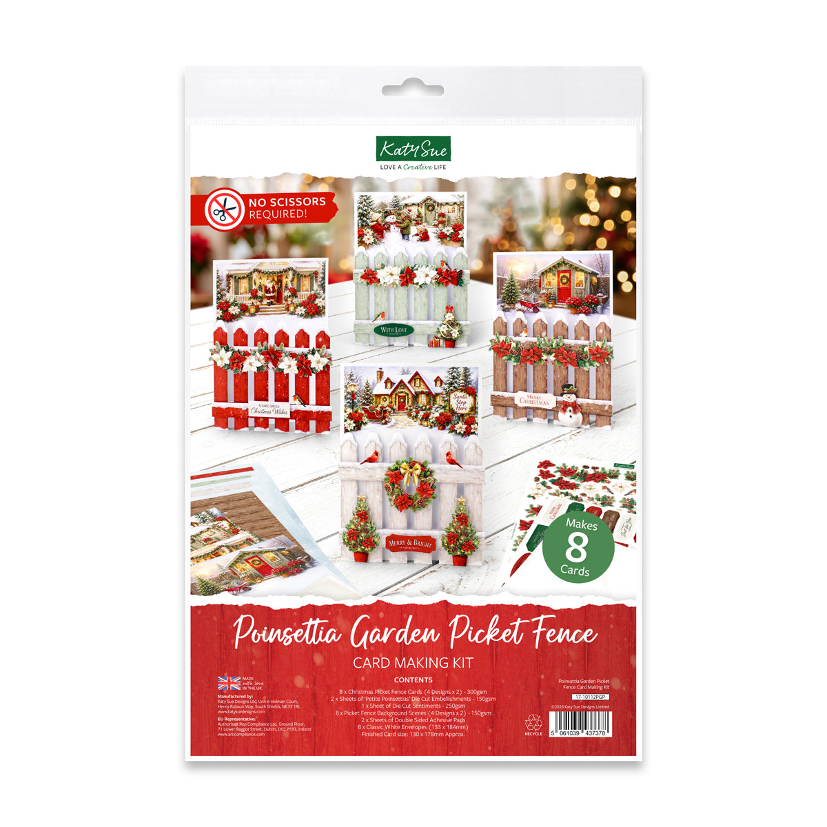 Poinsettia Garden Picket Fence, Card Making Kit
