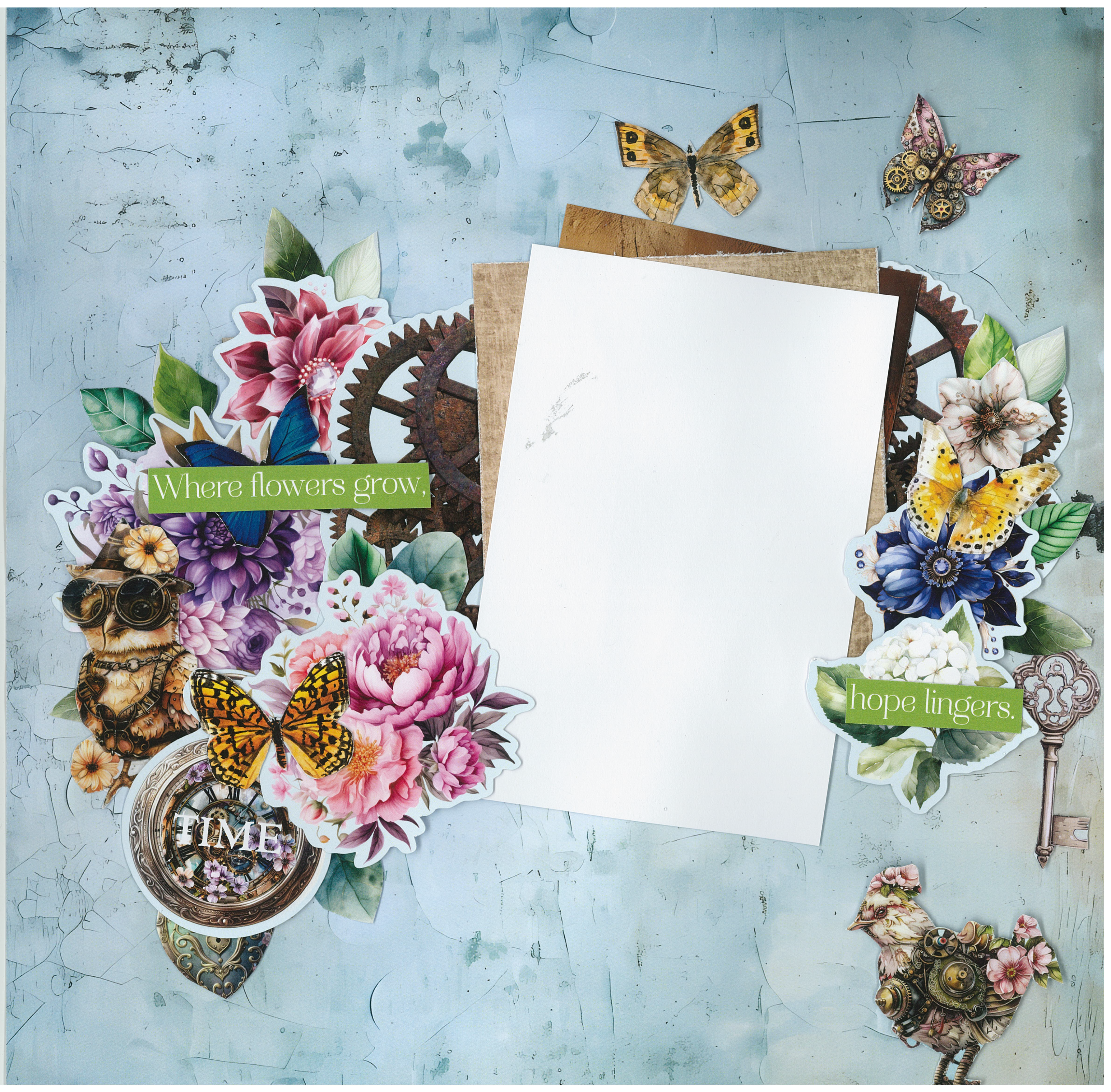 3Quarter Designs Floral Mechanica 12x12 Design Paper & Diecuts Set