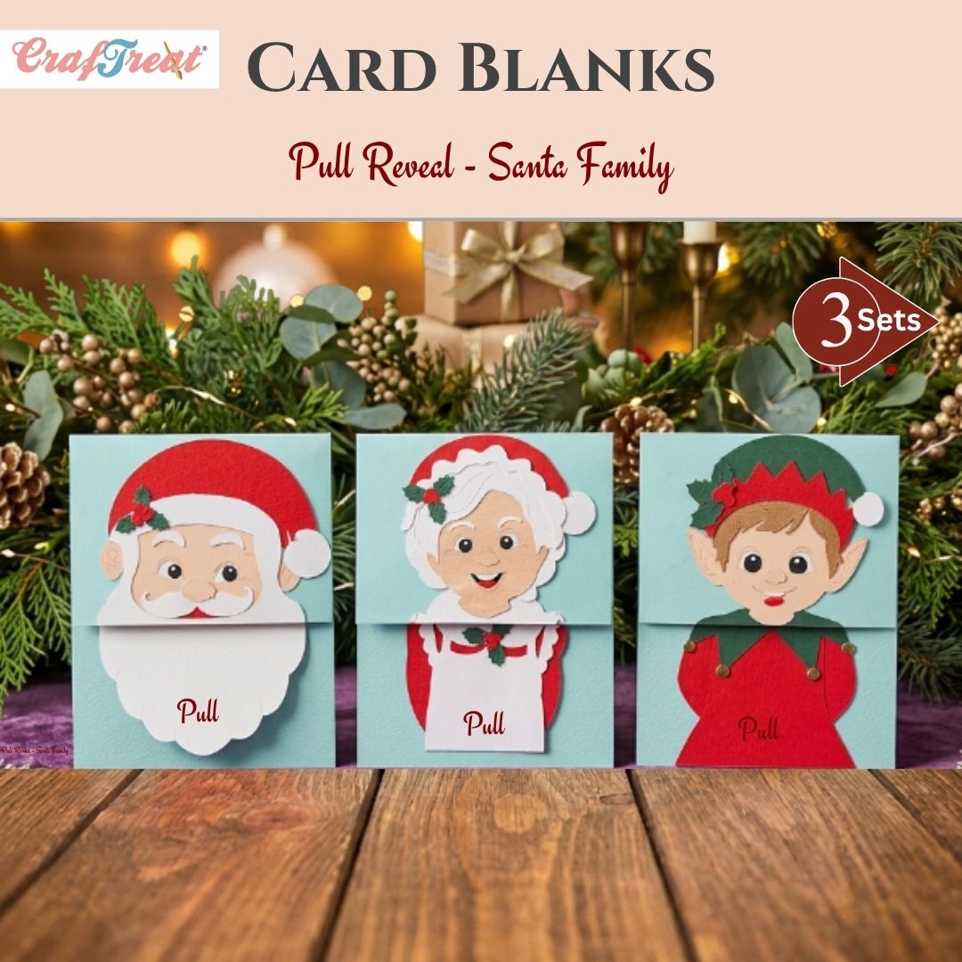 CrafTreat Card Blank - Pull Reveal Santa Family 3 pcs