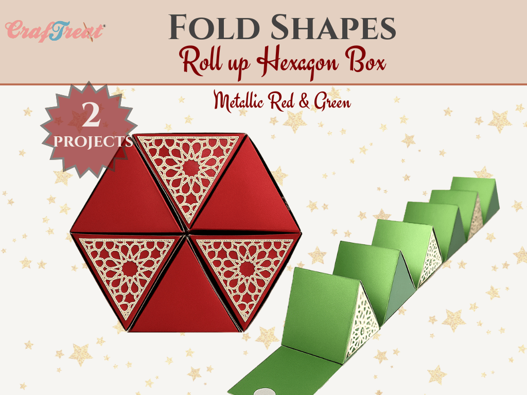 CrafTreat Scrapbook Hexagon Roll up - Metallic Red & Green