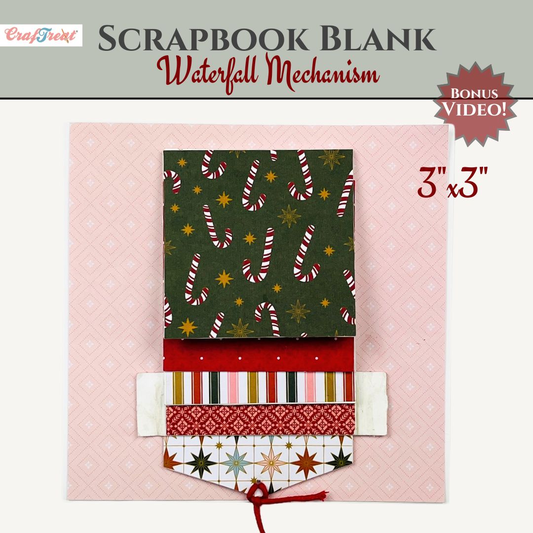 CrafTreat Scrapbook Blank Precut Base - Waterfall Mechanism White - 3"x3"