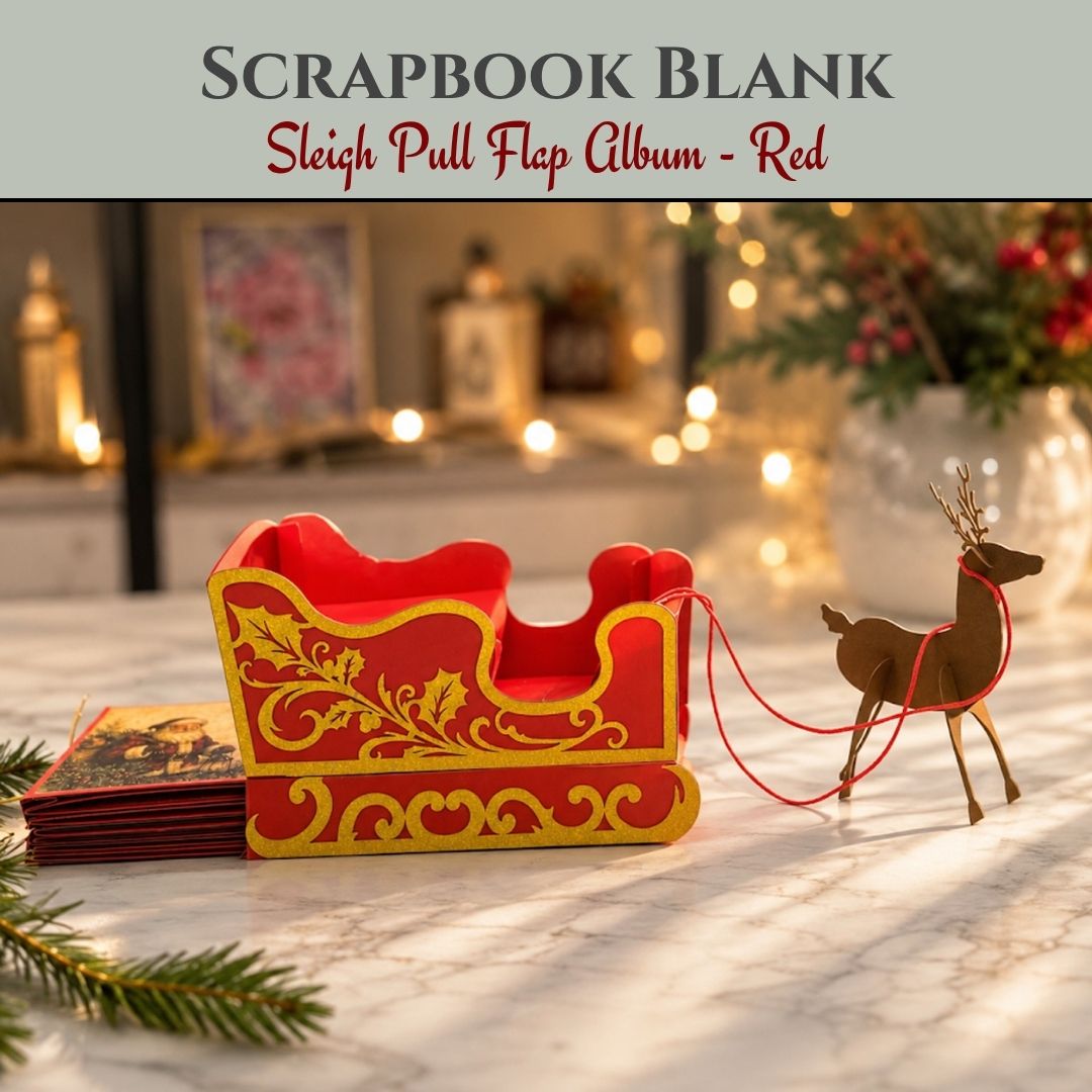 CrafTreat Scrapbook Blank - Sleigh Pull Flap Album - Red