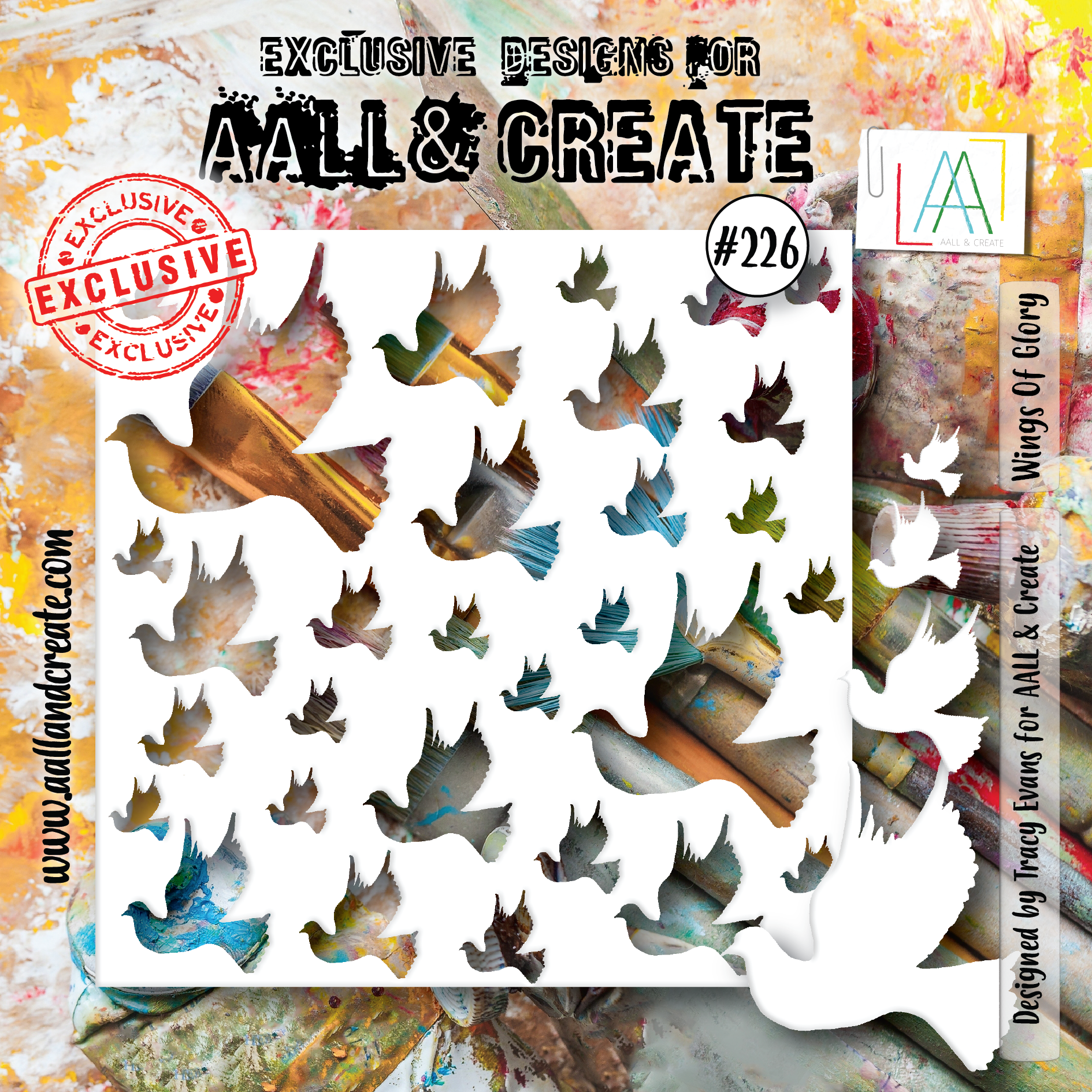AALL and Create - 6"x6" Stencil - Wings Of Glory