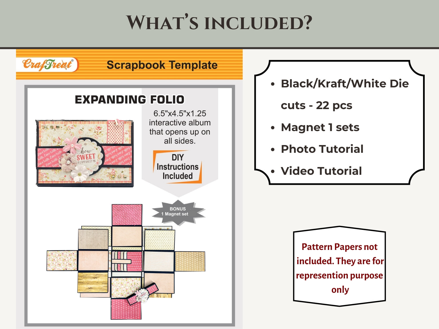 CrafTreat Scrapbook Blank Precut Album Base - Expanding Folio - White