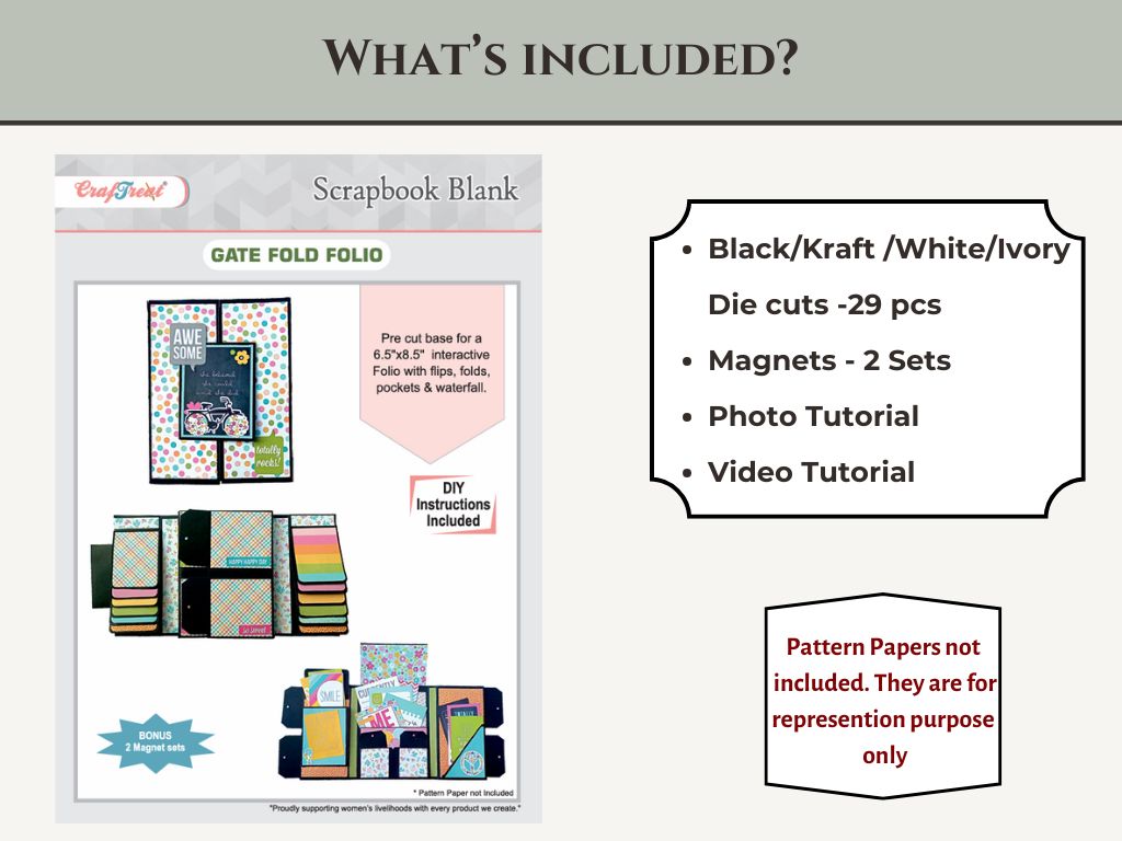 CrafTreat Scrapbook Blank Precut Album Base - Gate Fold Folio - Ivory