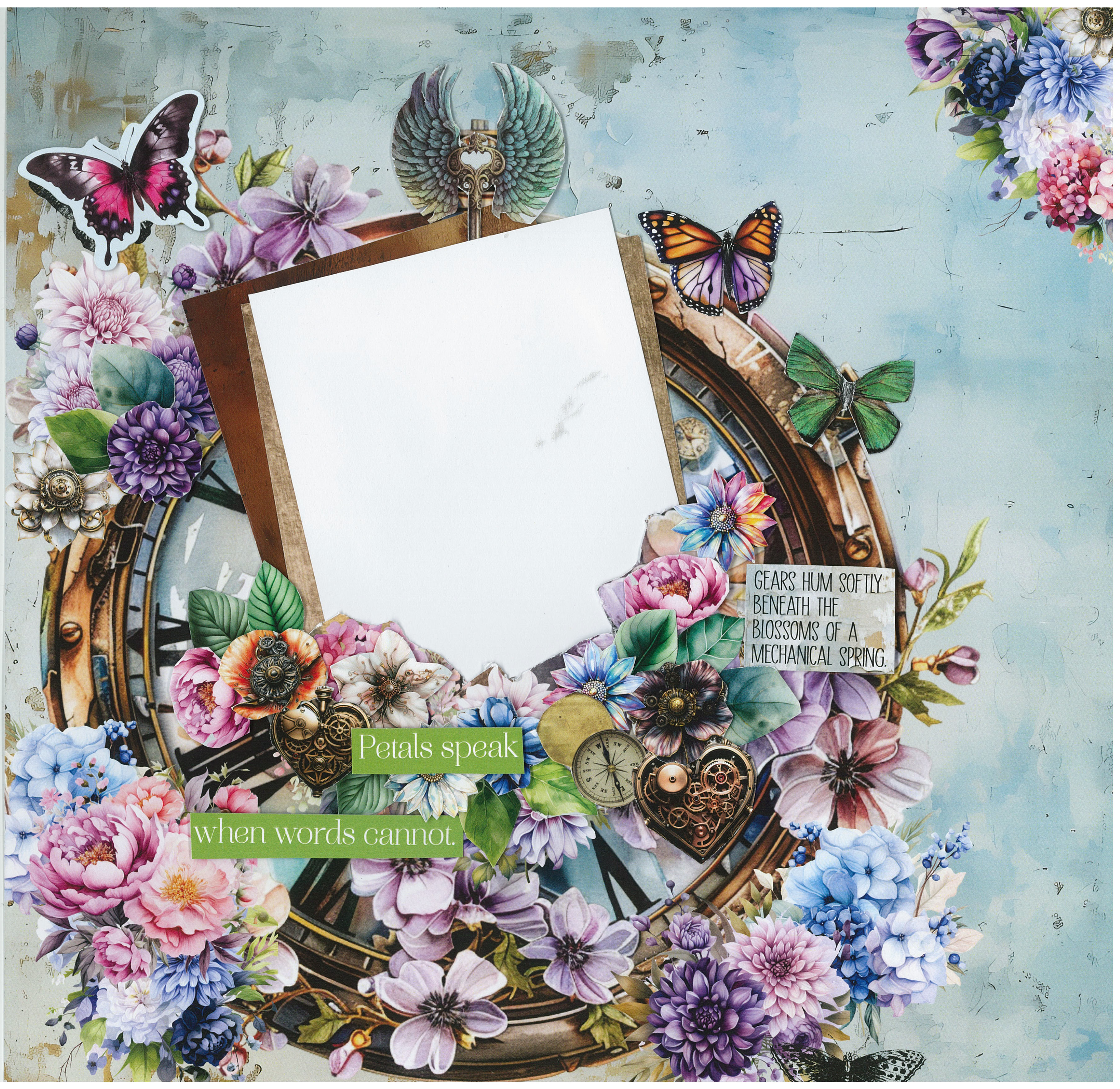3Quarter Designs Floral Mechanica 12x12 Design Paper & Diecuts Set