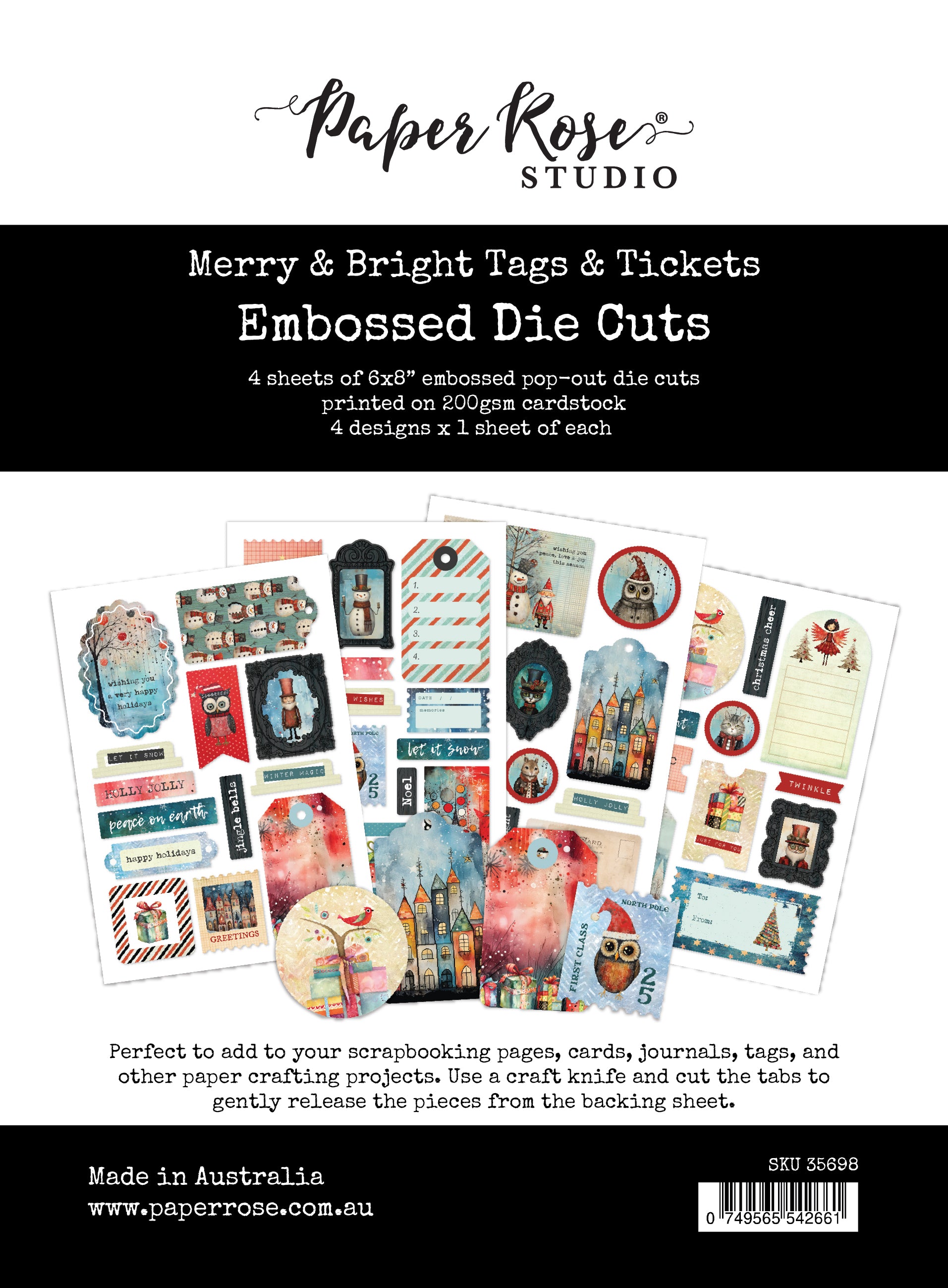 Merry and Bright Tags & Tickets Embossed Die Cuts 35698