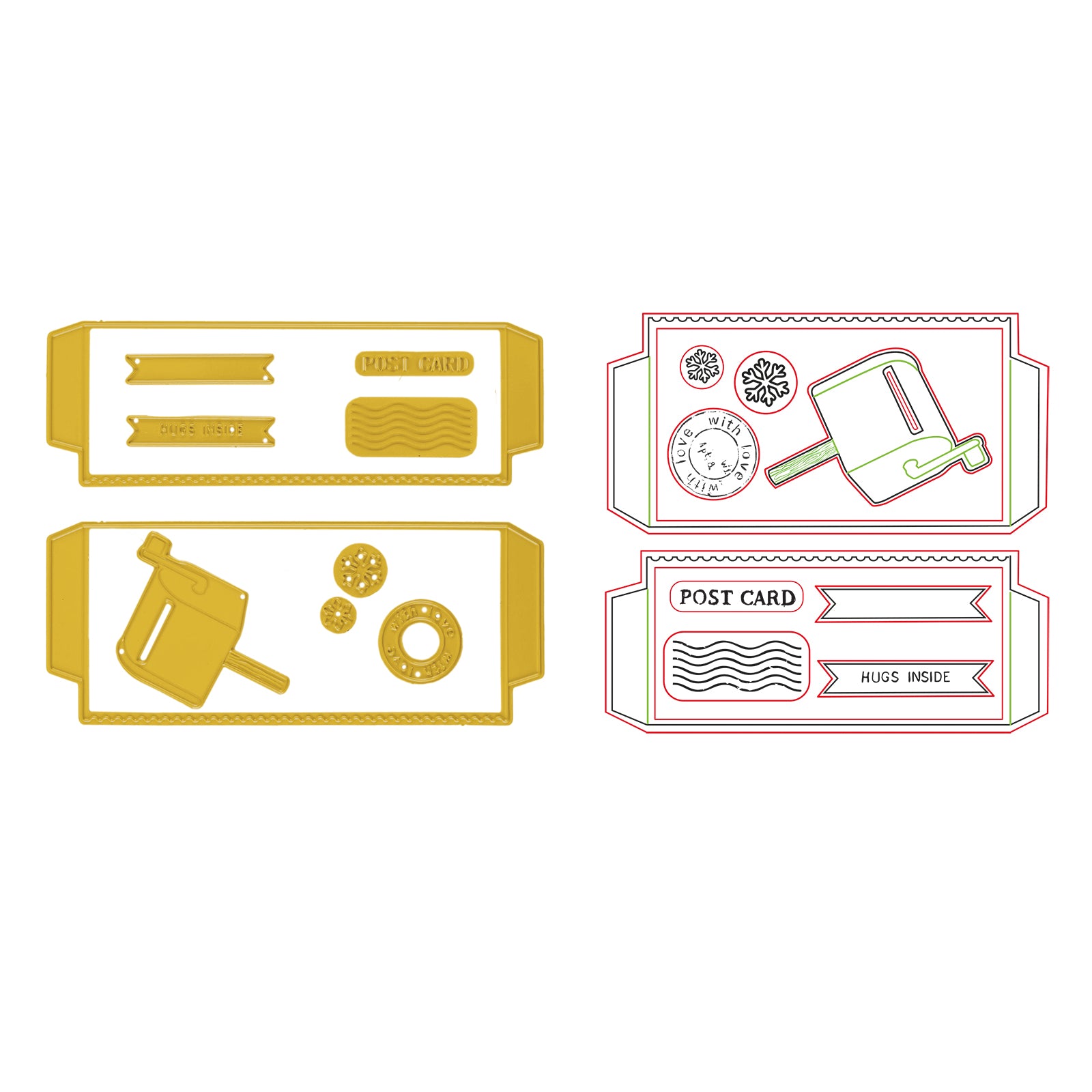 Vaessen Creative • Cutting + Embossing Die Set Postal Panda Pockets