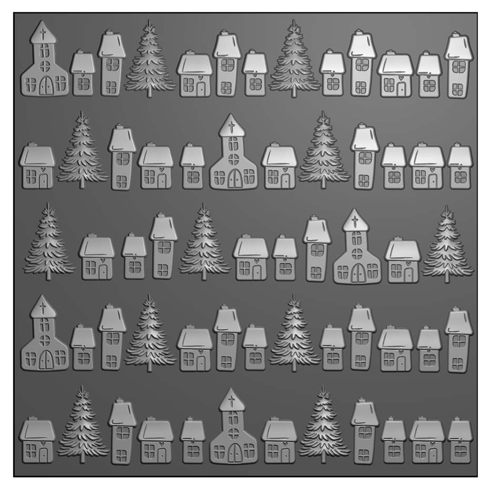 Vaessen Creative • 3D Embossing Folder Christmas Village 15x15cm