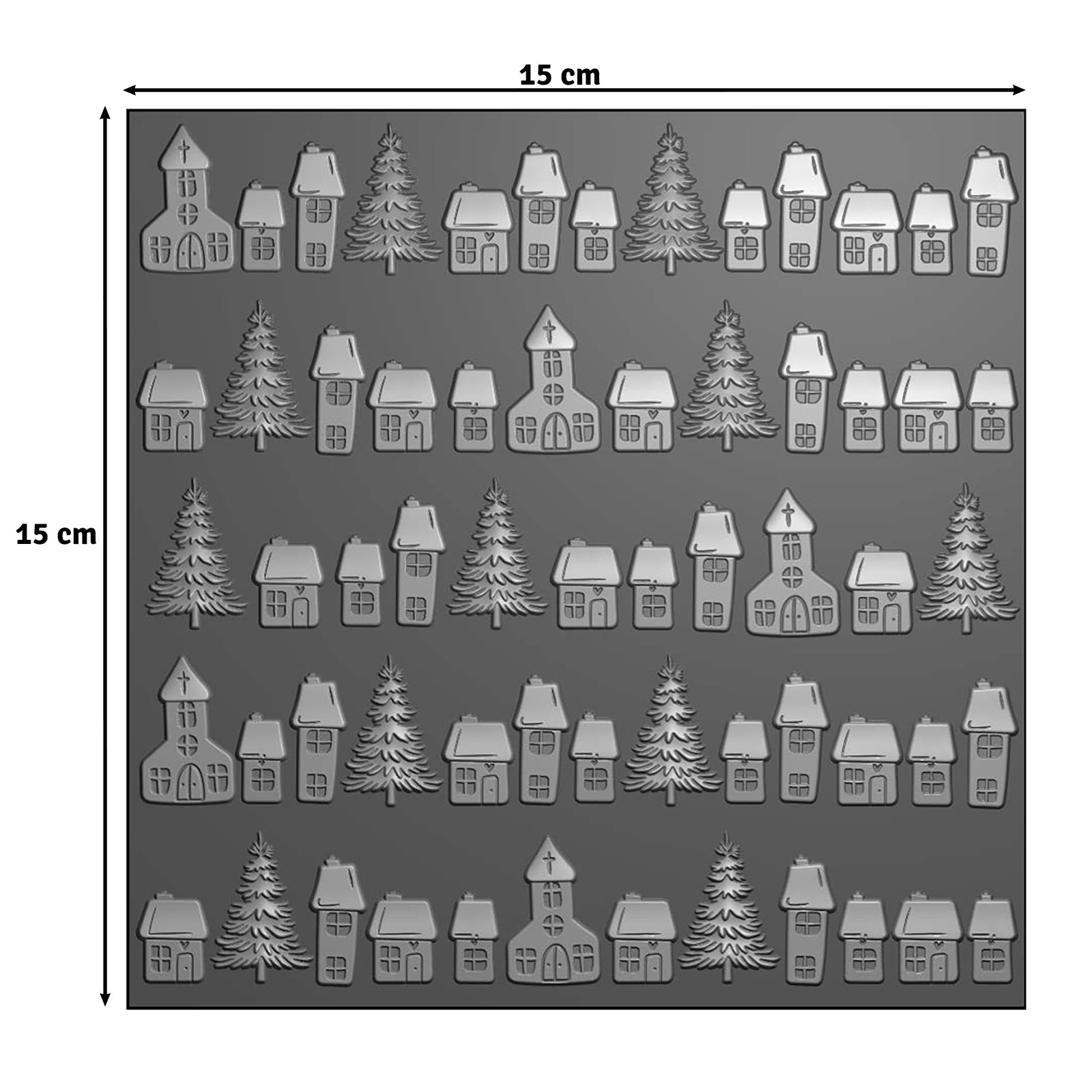 Vaessen Creative • 3D Embossing Folder Christmas Village 15x15cm