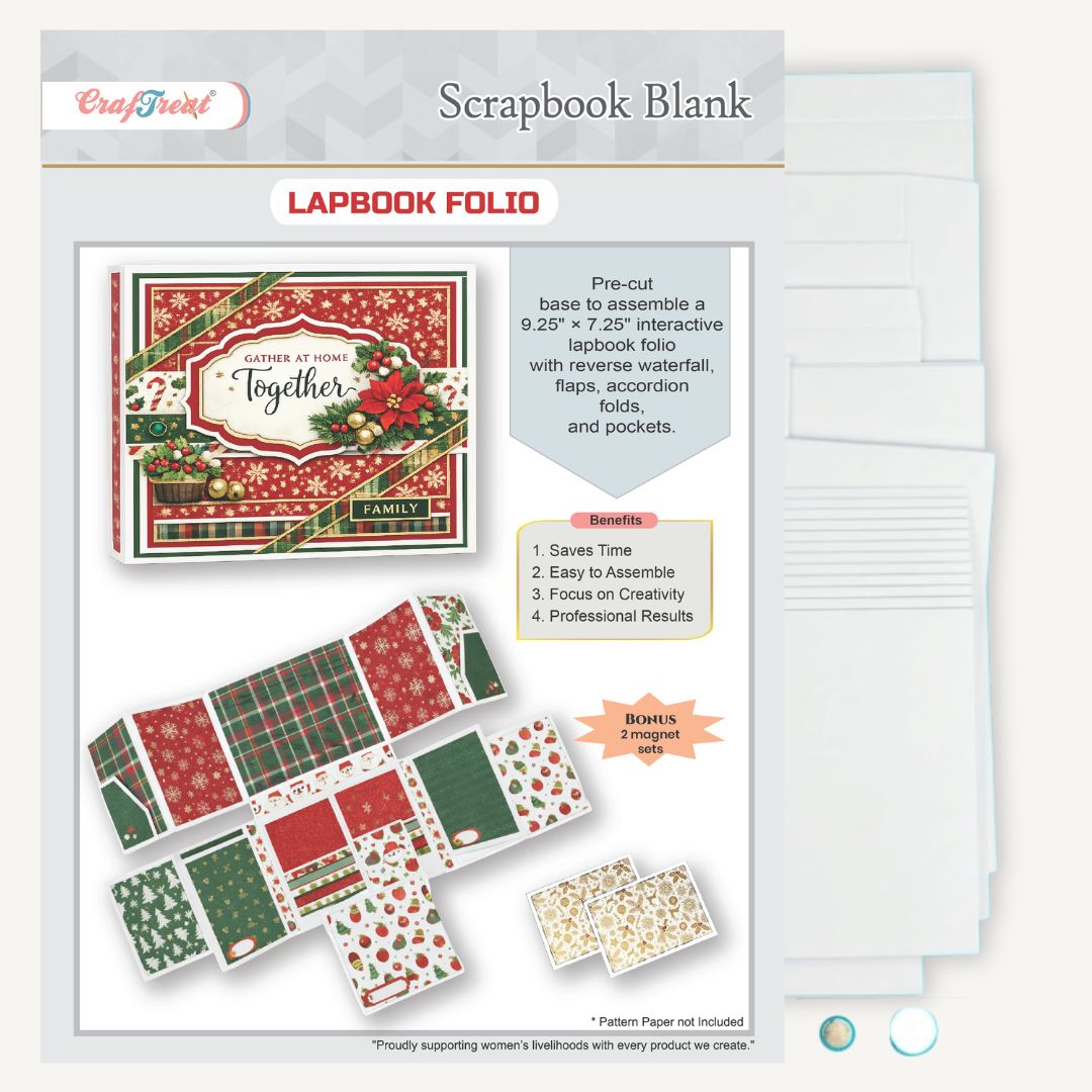 CrafTreat Scrapbook Blank Precut Album Base - LapBook Folio - White