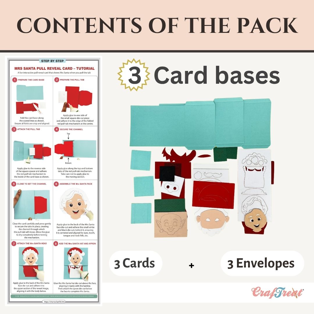 CrafTreat Card Blank - Pull Reveal Santa Family 3 pcs