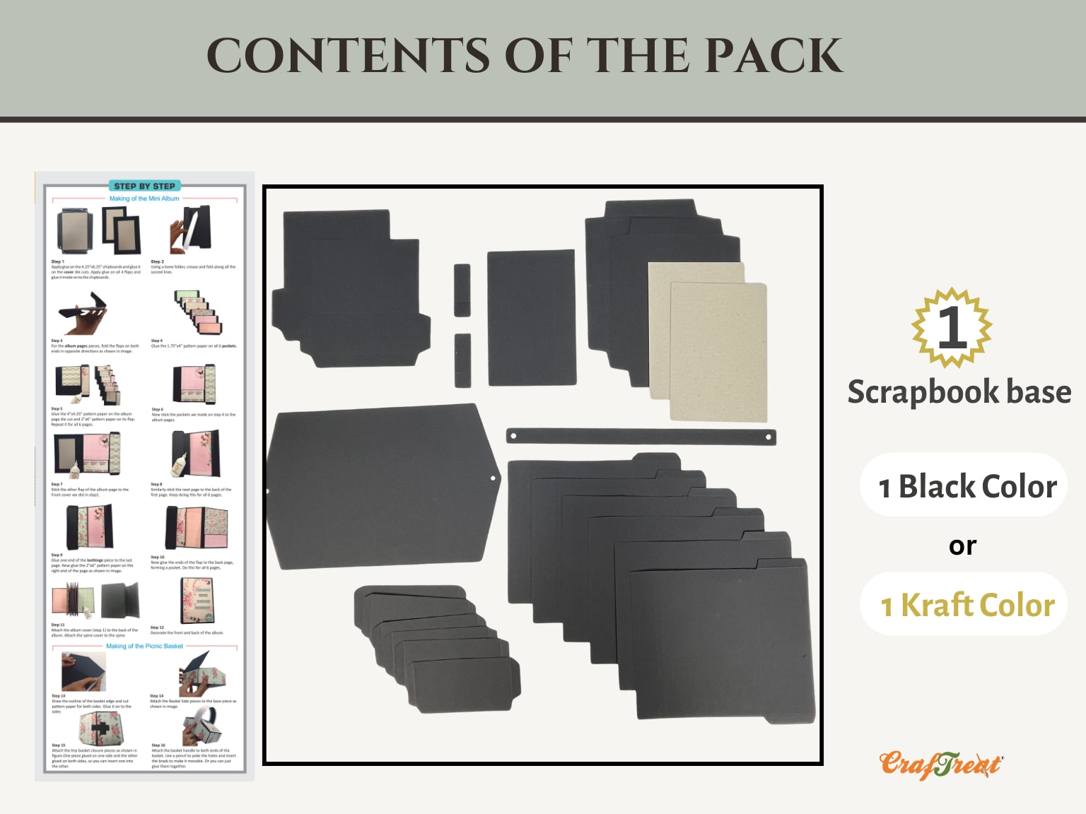 CrafTreat Picnic Basket Mini Album DIY Scrapbook Blank - Kraft