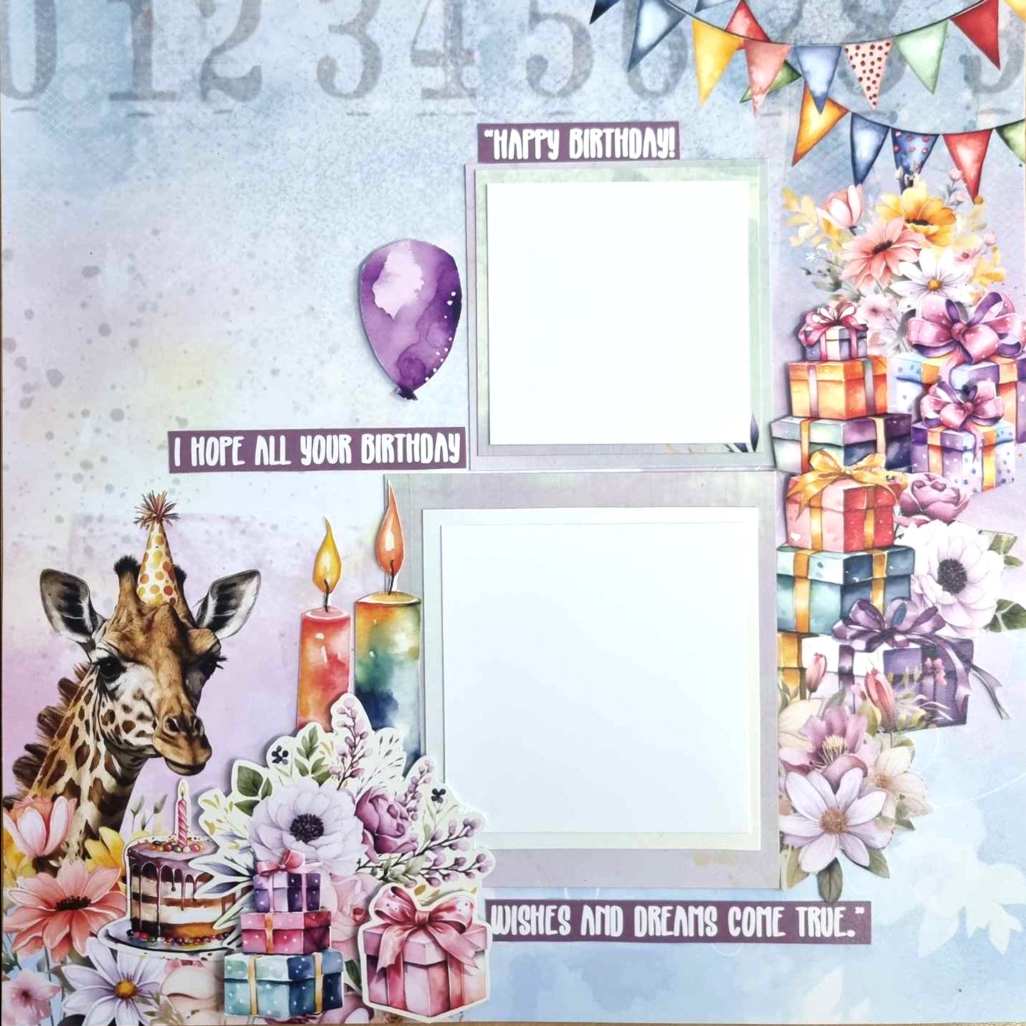 3Quarter Designs Birthday Wishes 12x12 Design Paper & Diecuts Set