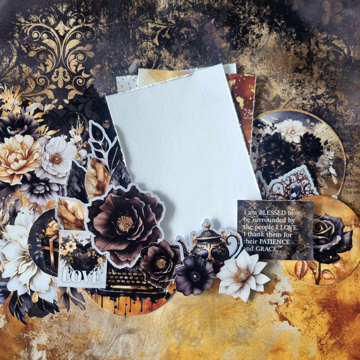 3Quarter Designs Golden Ebony 12x12 Design Paper & Diecuts Set