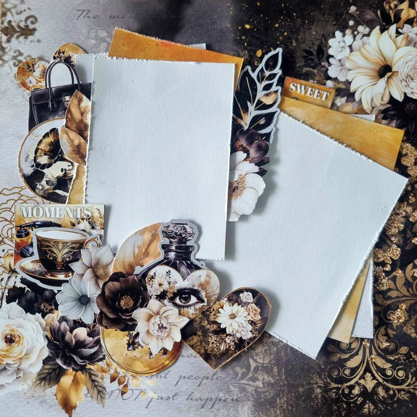 3Quarter Designs Golden Ebony 12x12 Design Paper & Diecuts Set