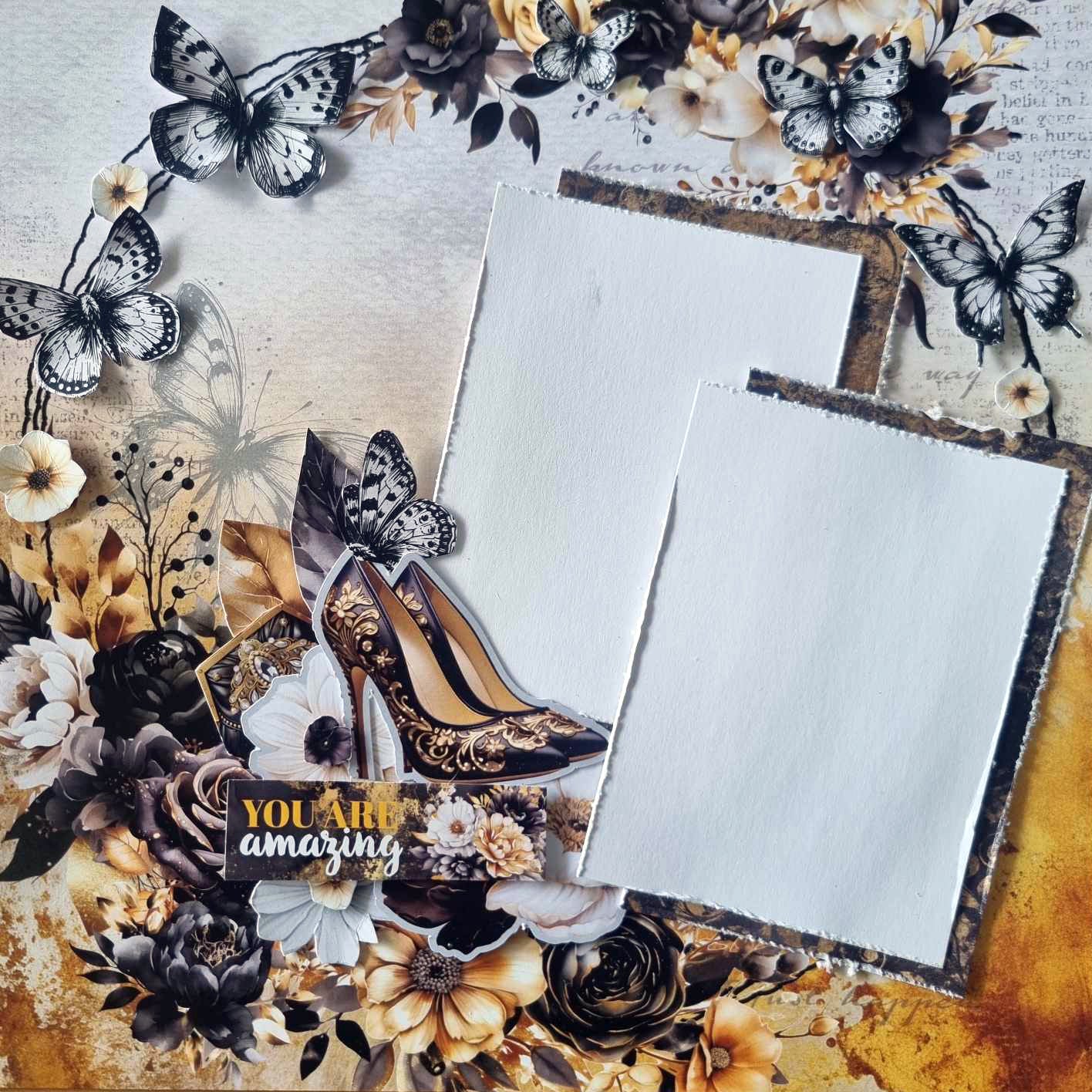 3Quarter Designs Golden Ebony 12x12 Design Paper & Diecuts Set