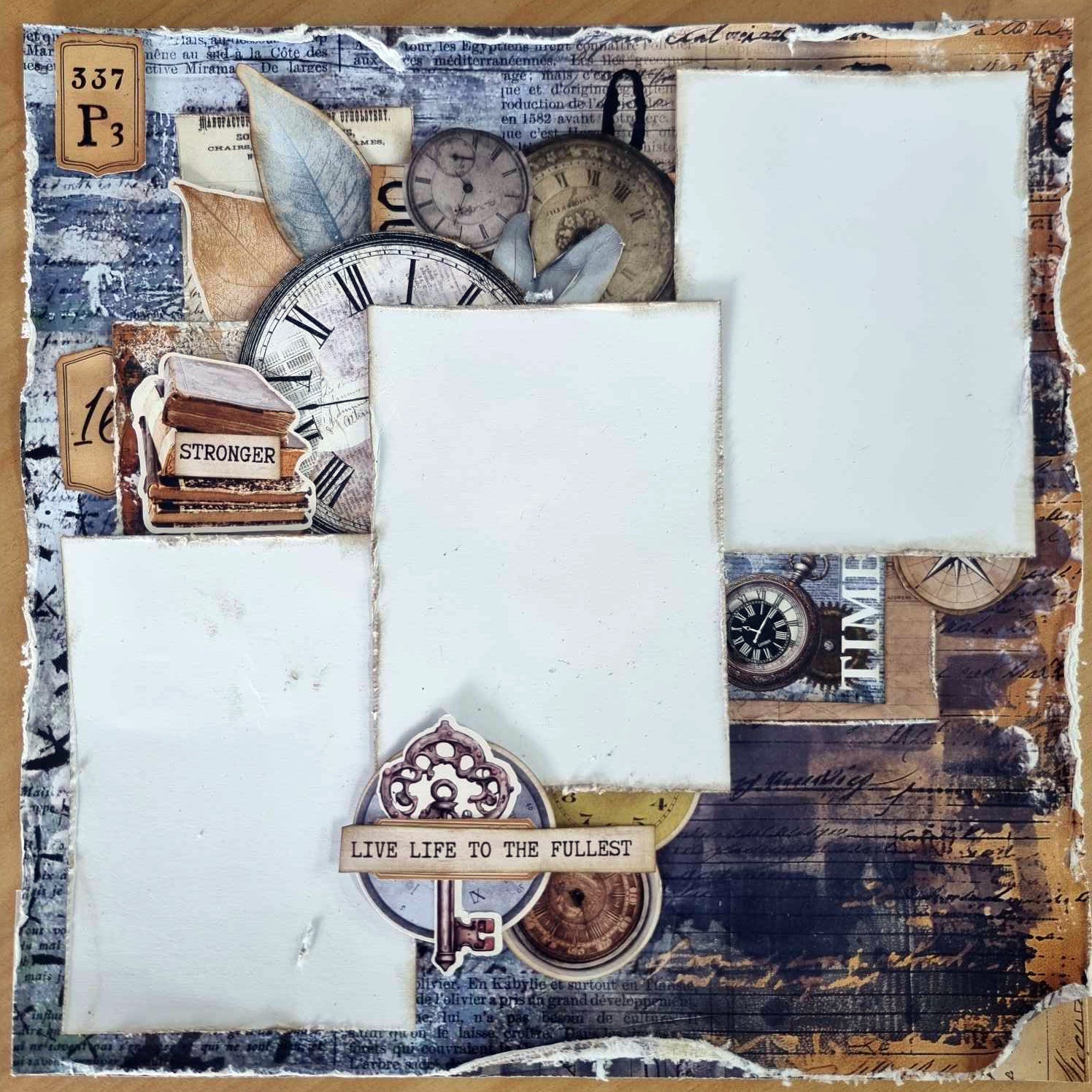 3Quarter Designs Eclectic Clocks 12x12 Design Paper & Diecuts Set