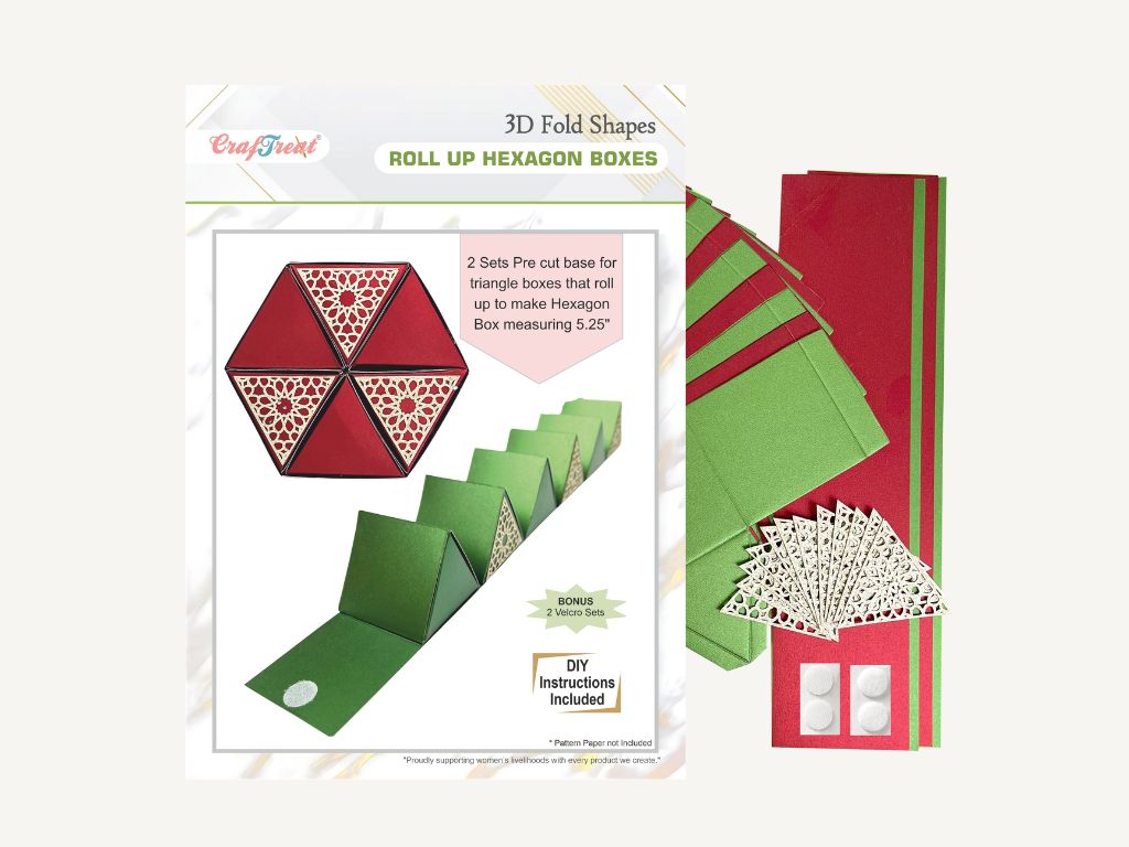 CrafTreat Scrapbook Hexagon Roll up - Metallic Red & Green