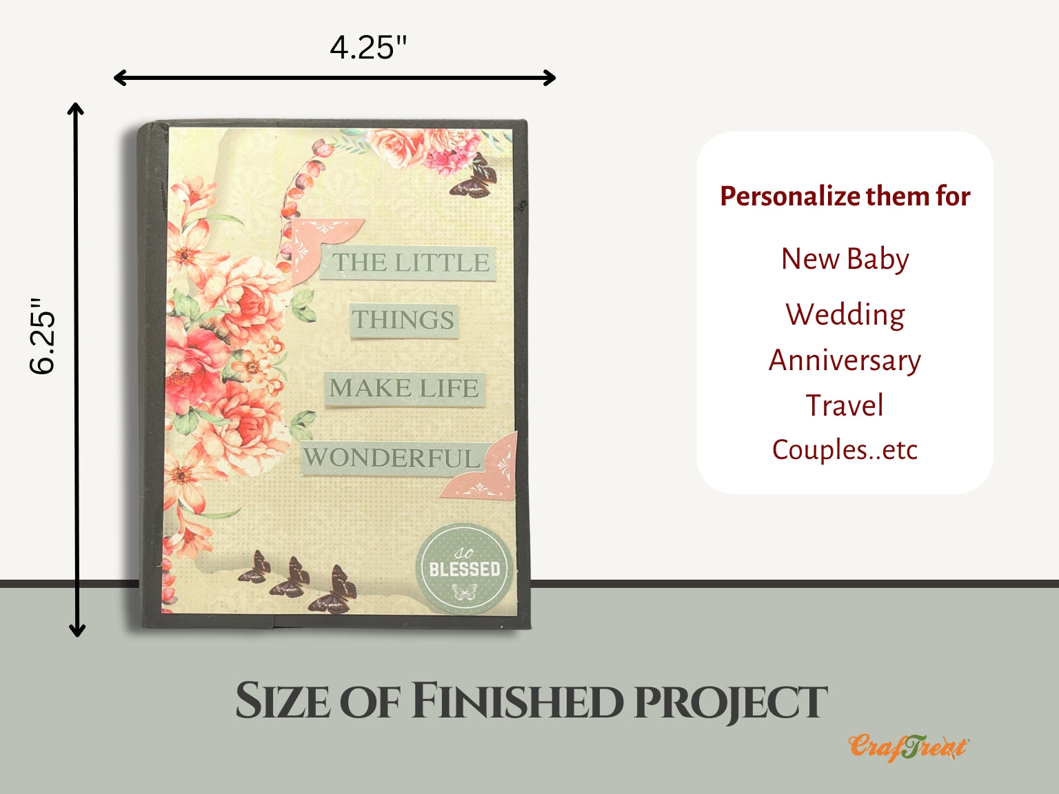 CrafTreat Picnic Basket Mini Album DIY Scrapbook Blank - Kraft