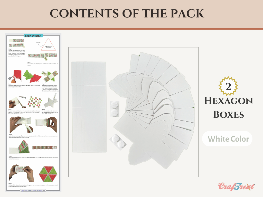 CrafTreat Scrapbook Hexagon Roll up - White 2pcs