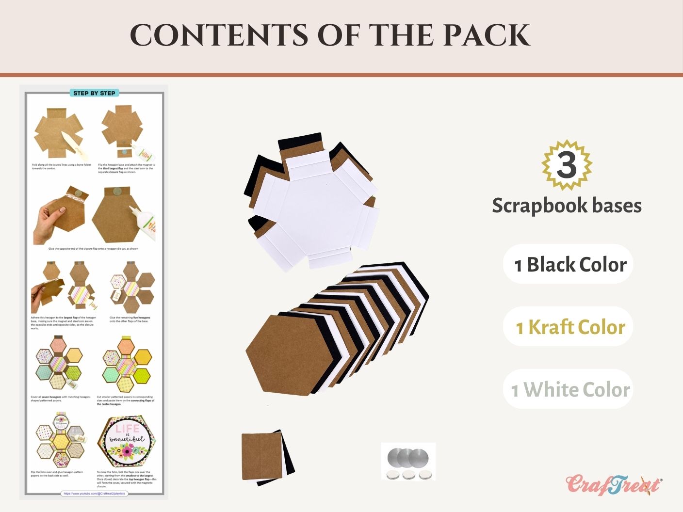 Craftreat Scrapbook Blank Quick Folio - Hexagon Fold Out