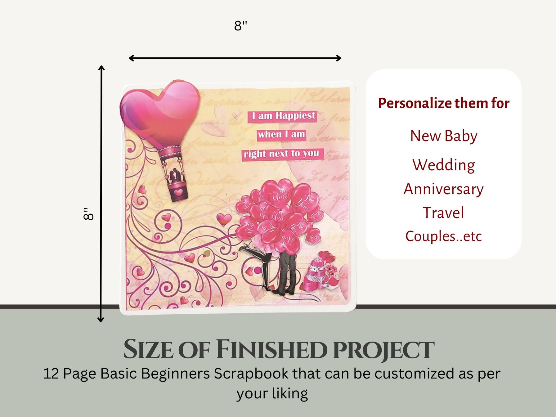 CrafTreat Scrapbook Blank Precut Album Base - Basic 8x8 - Ivory