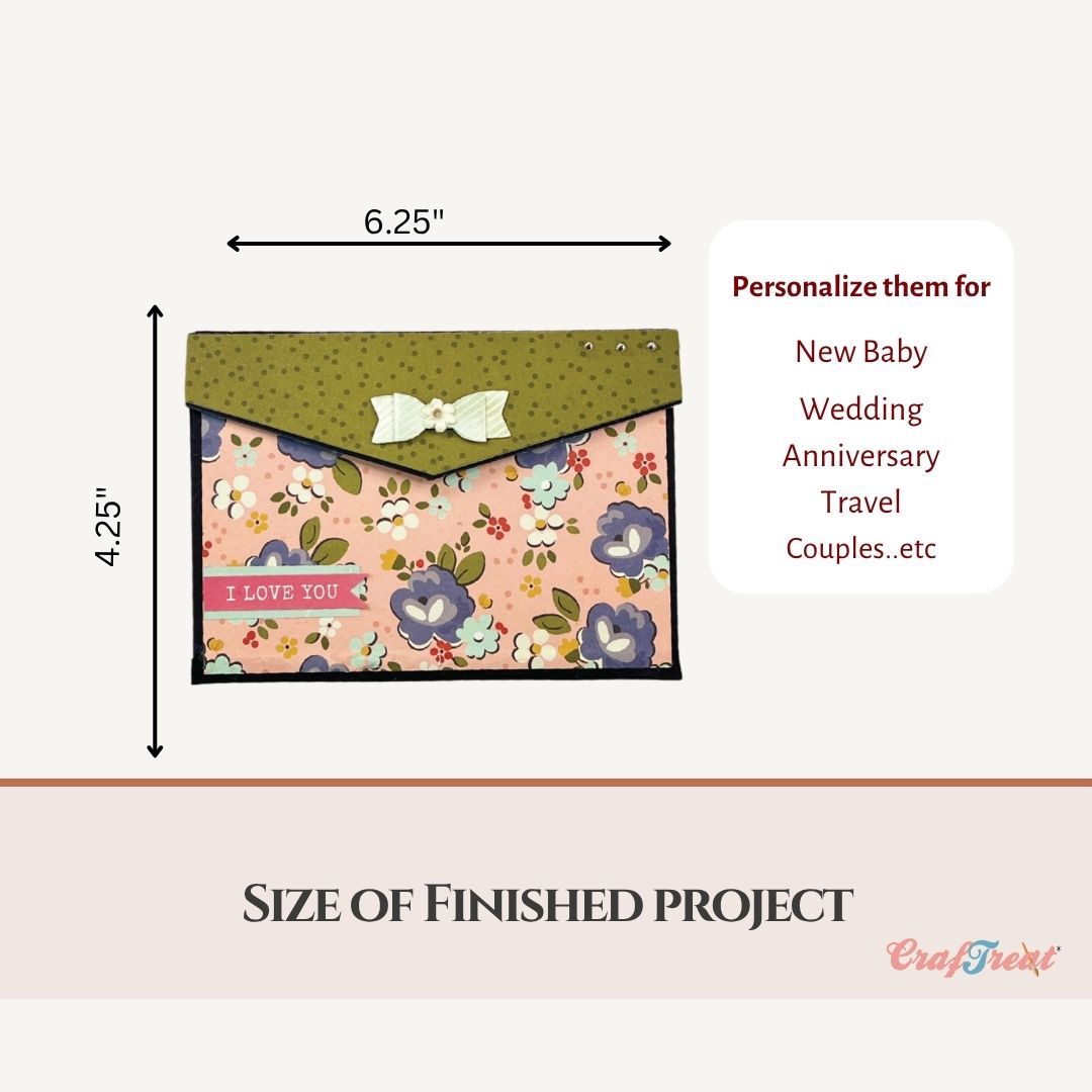 CrafTreat Scrapbook Blank Quick Folio - Envelope Fold Up Folio - Black, White, Kraft