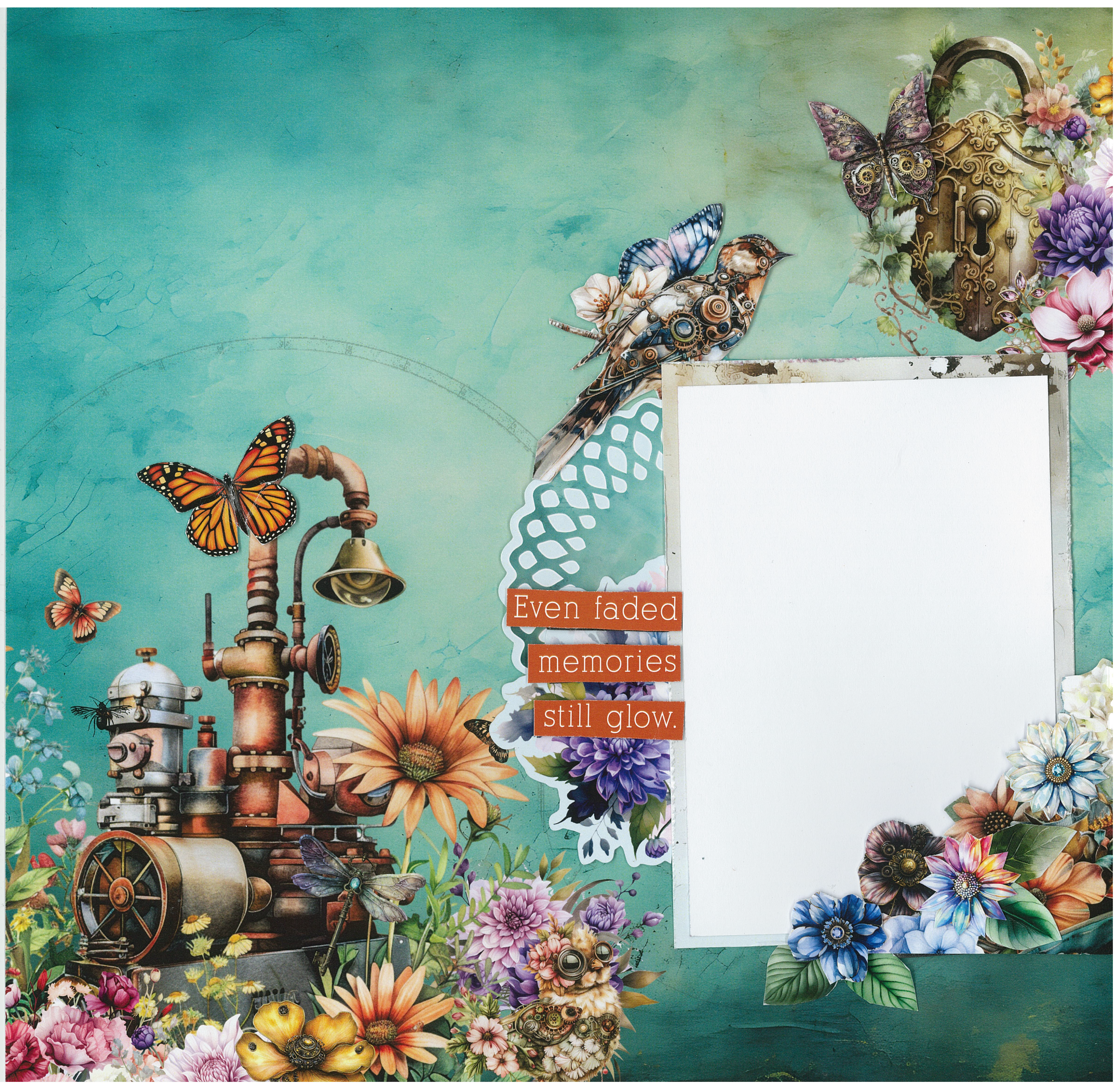 3Quarter Designs Floral Mechanica 12x12 Design Paper & Diecuts Set