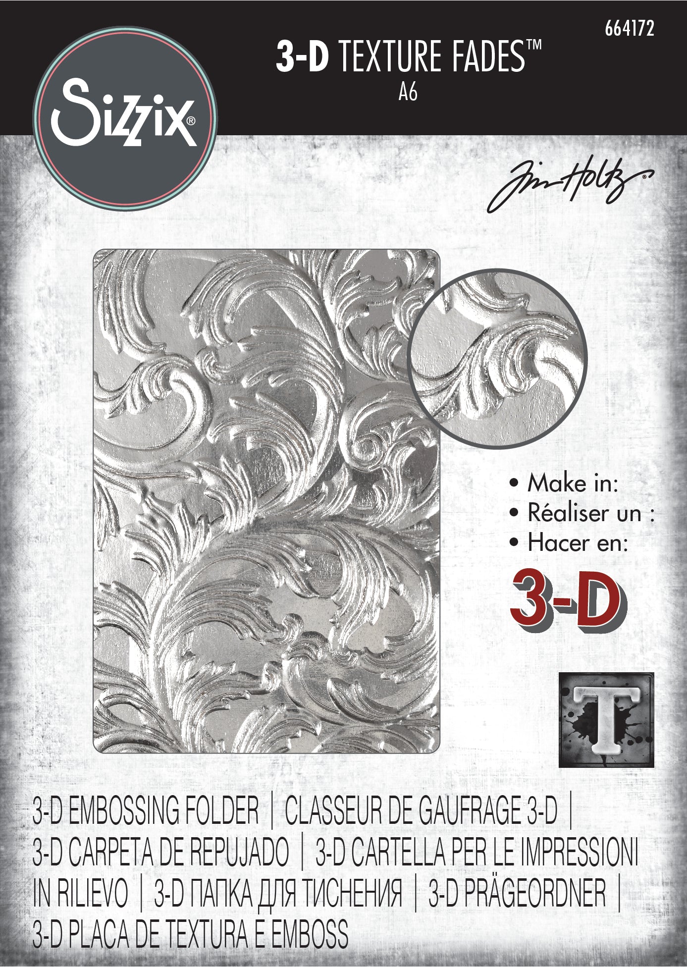 Sizzix 3-D Texture Fades Embossing Folder - Elegant by Tim Holtz