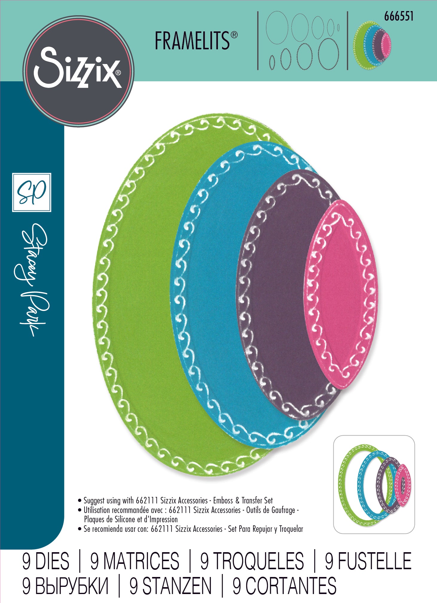 Sizzix Framelits Die Set 9PK Fanciful Framelits Clare Classic Ovals by Stacey