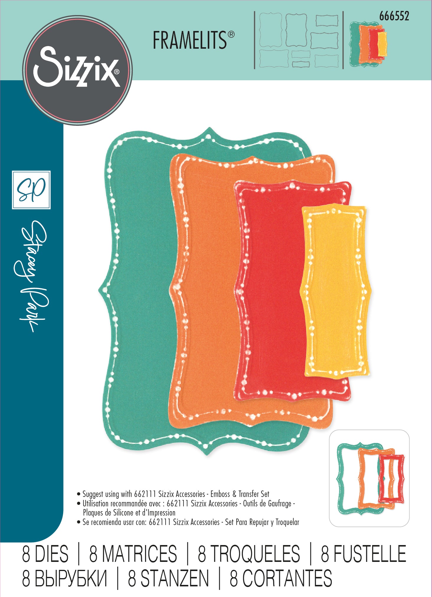 Sizzix Framelits Die Set 8PK Fanciful Framelits Doris Dotted Top Note by Stacey