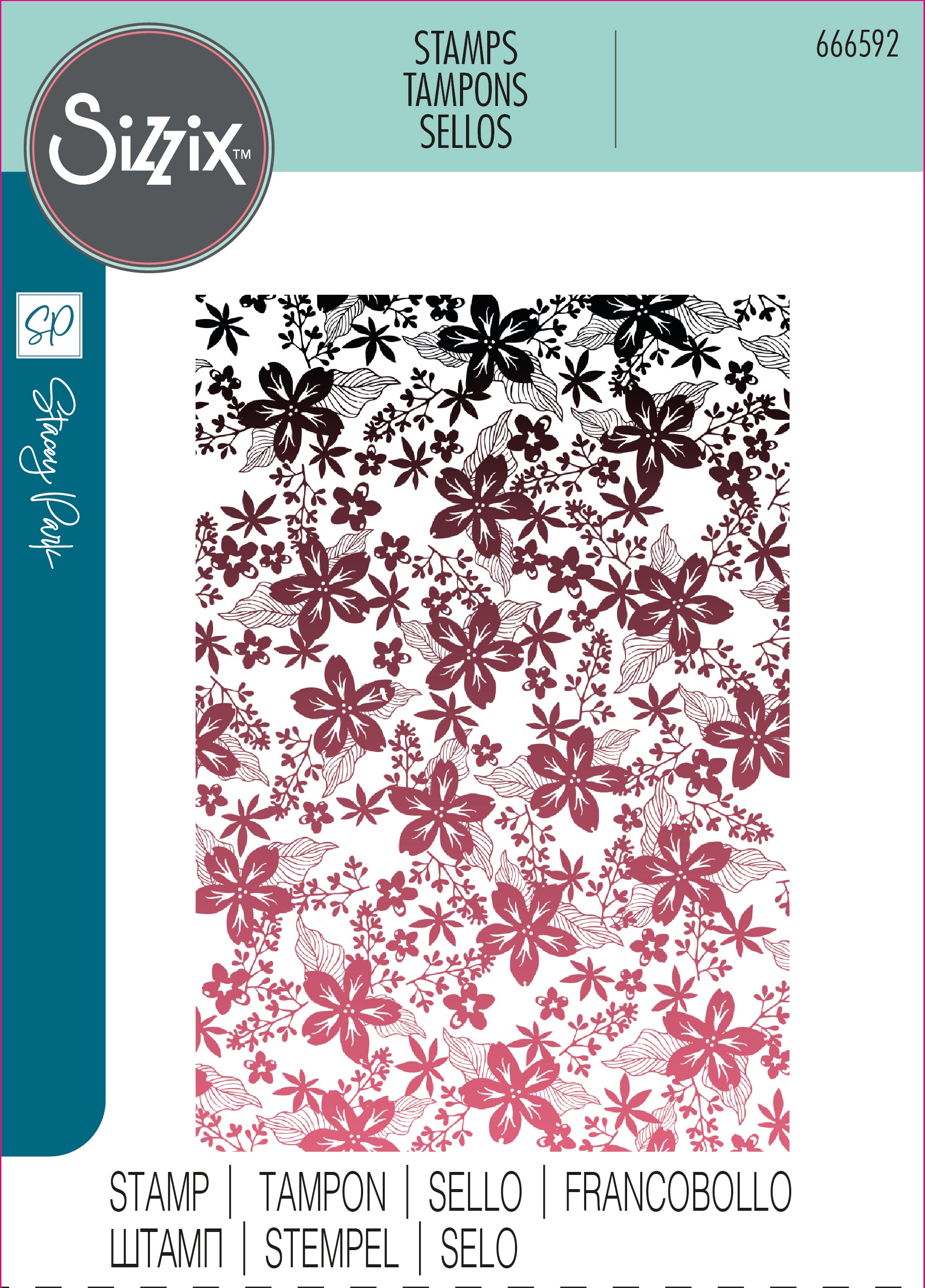 Sizzix Clear Stamp Set Cosmopolitan, Petals by Stacey Park