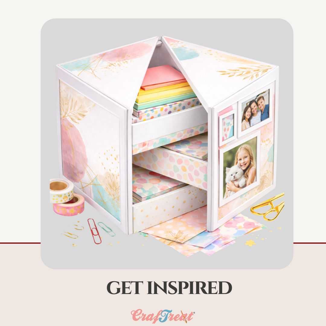 CrafTreat 3D Fold Shapes - Desk Organiser Photo Box - 2 sets