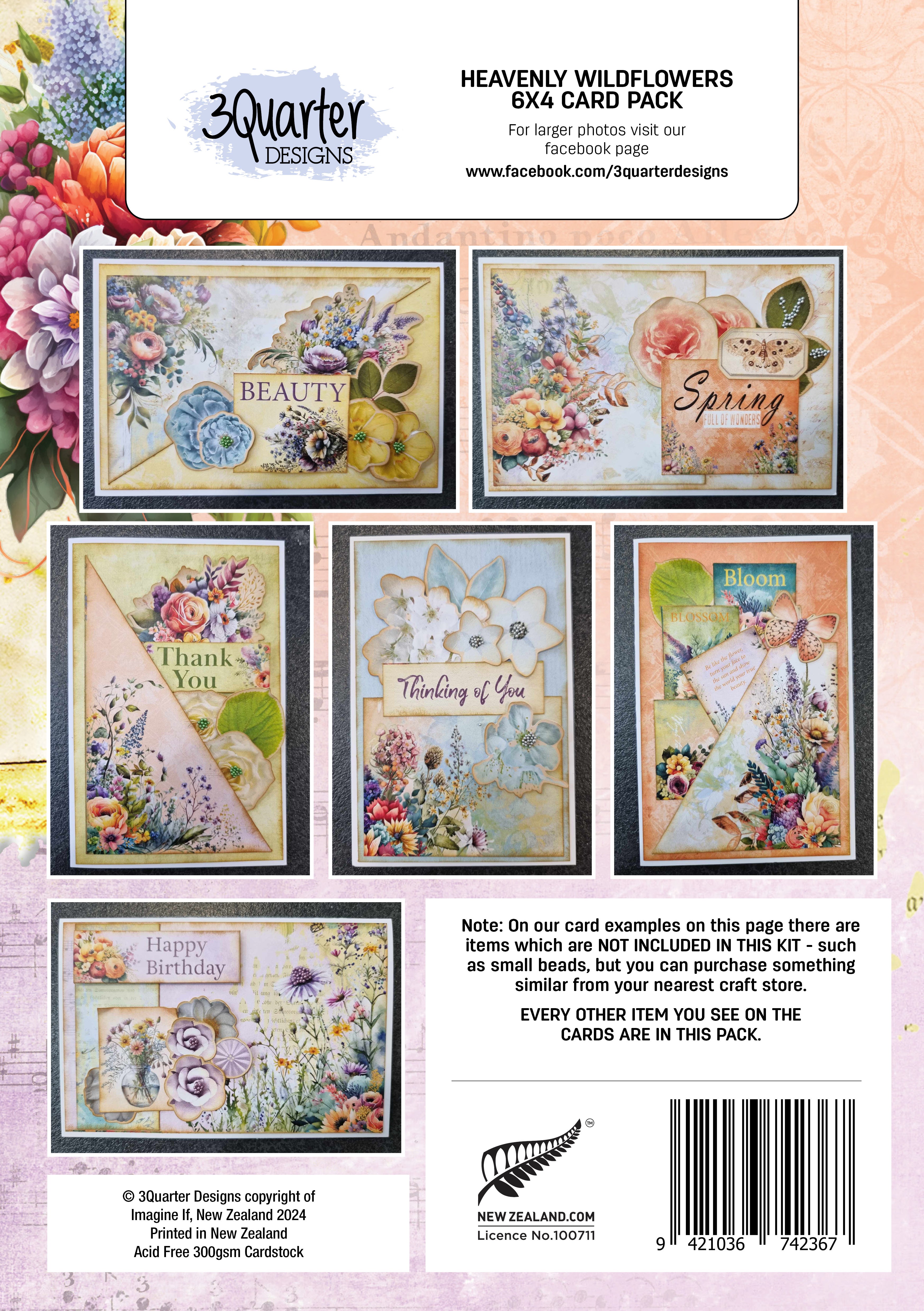 3Quarter Designs Heavenly Wildflowers 6x4 Card Pack