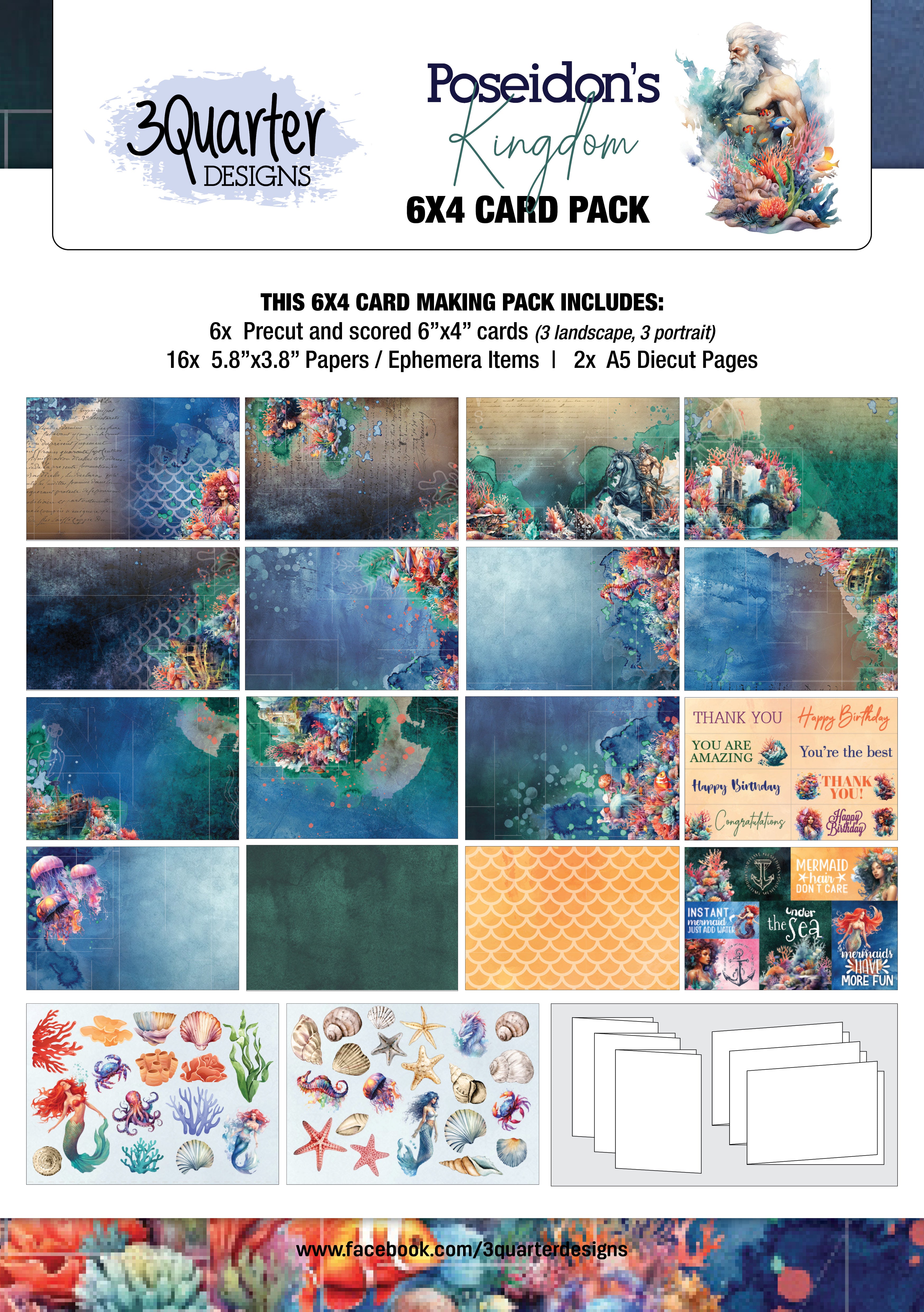 3Quarter Designs Poseidon's Kingdom 6x4 Card Pack