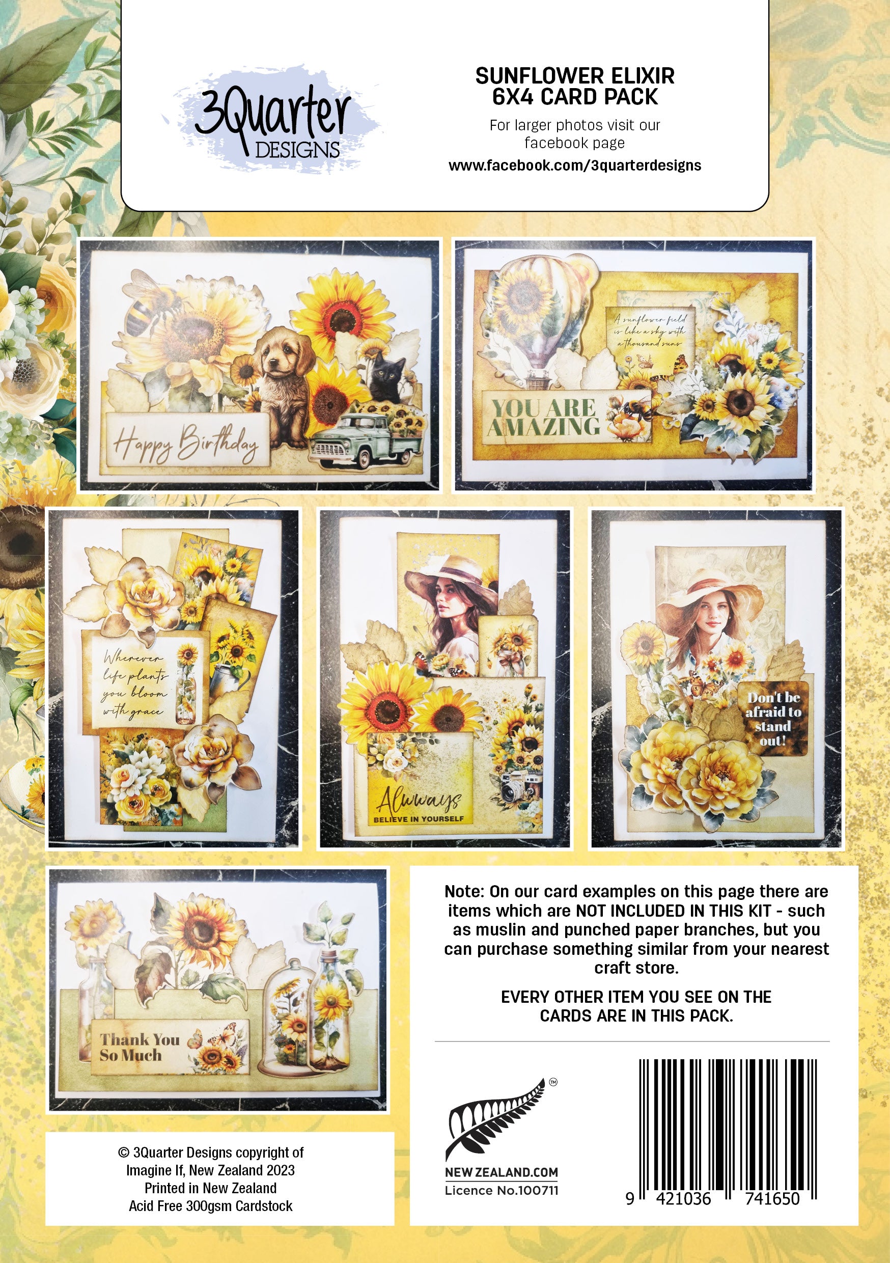 Sunflower Elixir 6x4 card pack