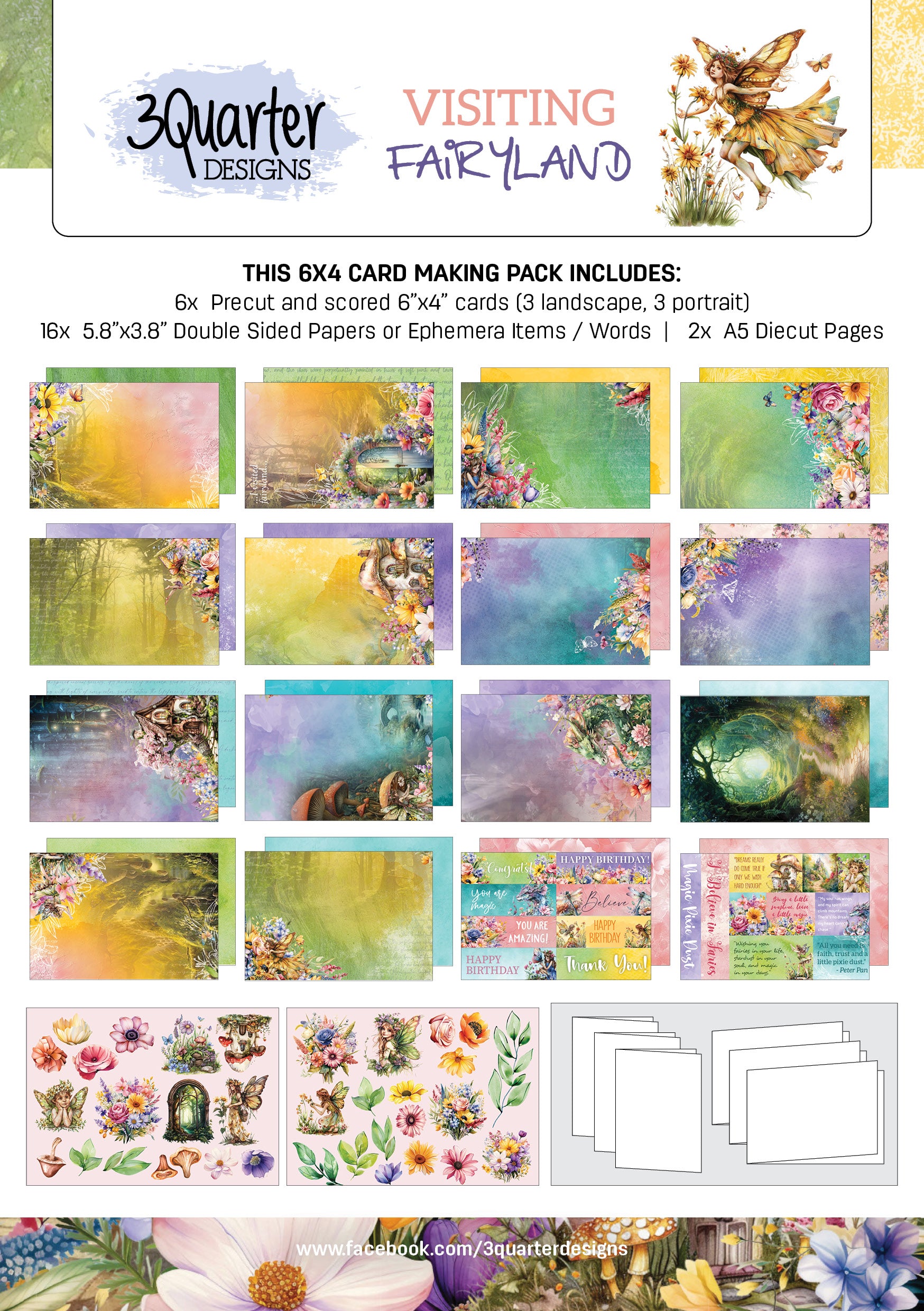 3Quarter Designs Visiting Fairyland 6x4 Card Pack