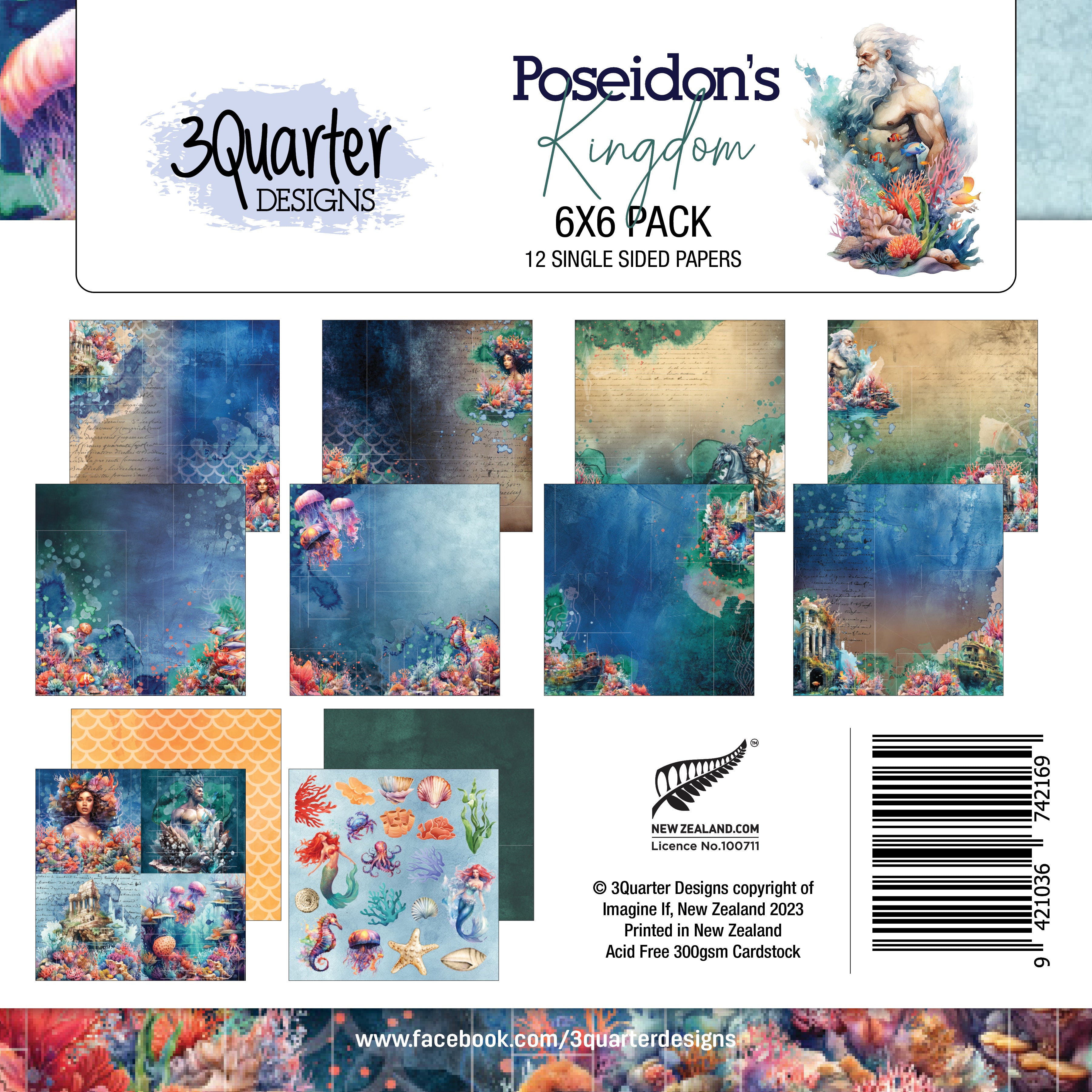 3Quarter Designs Poseidon's Kingdom 6x6 Paper Pack