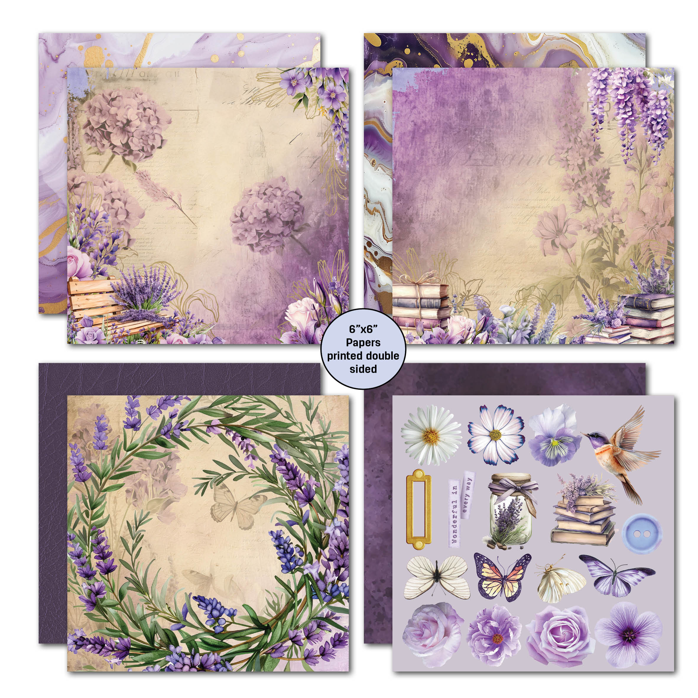 3Quarter Designs Lilac Euphoria 6x6 Paper Pack