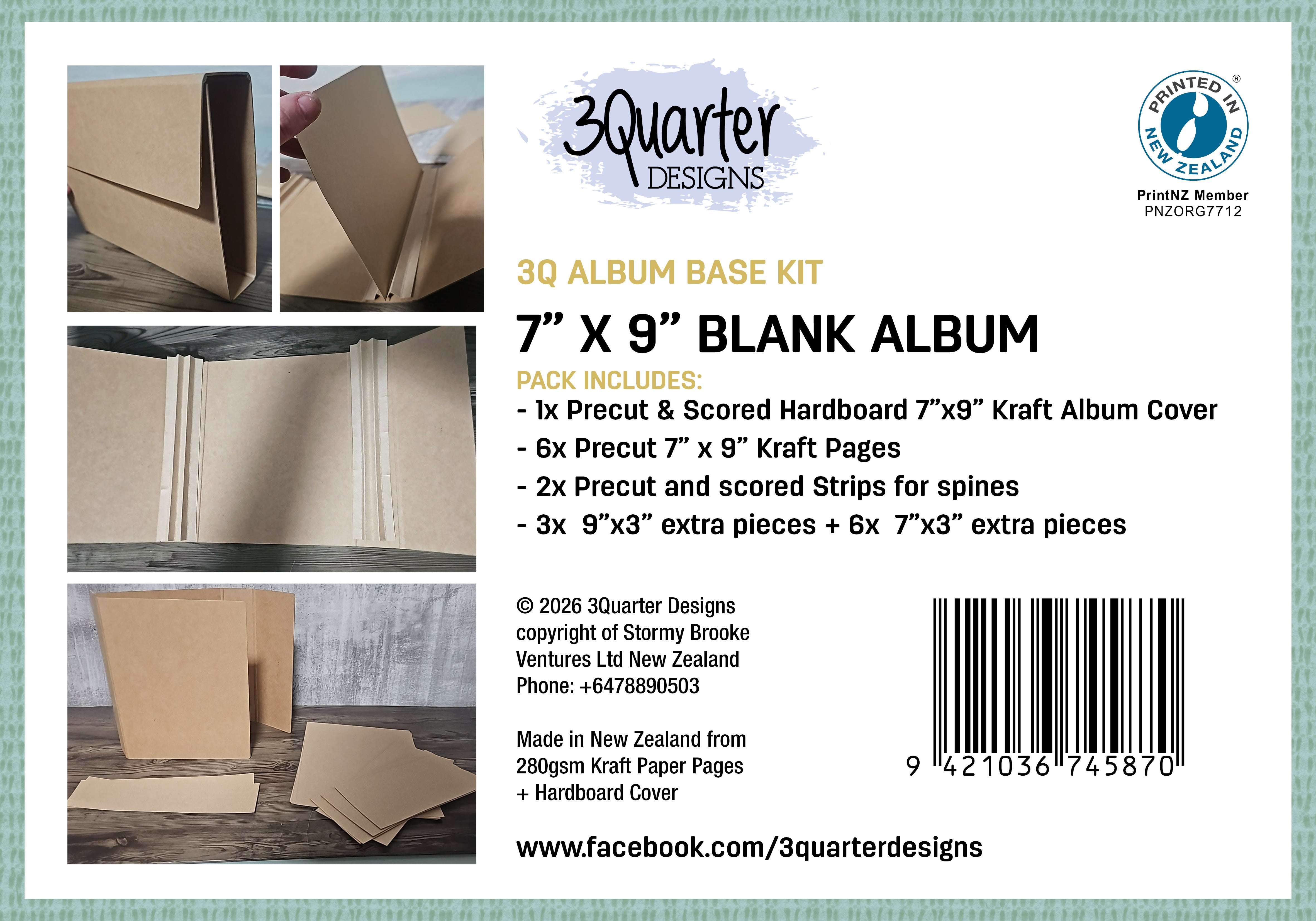 3Quarter Designs 7x9 Blank Album - Kraft