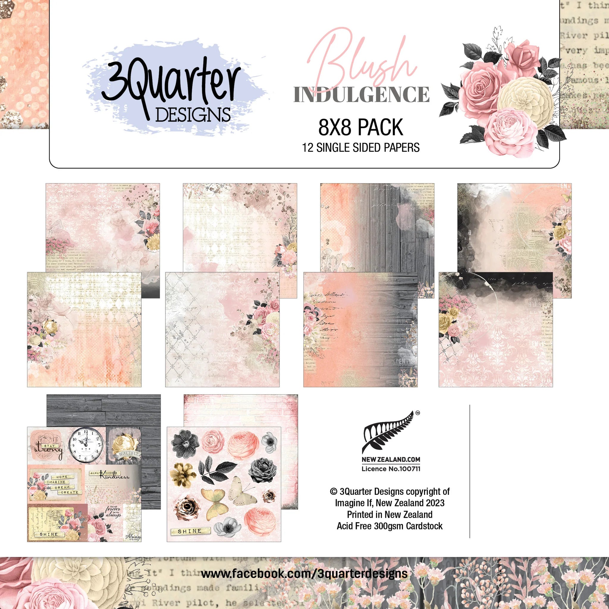 Blush Indulgence Paper Pack 8" x 8"