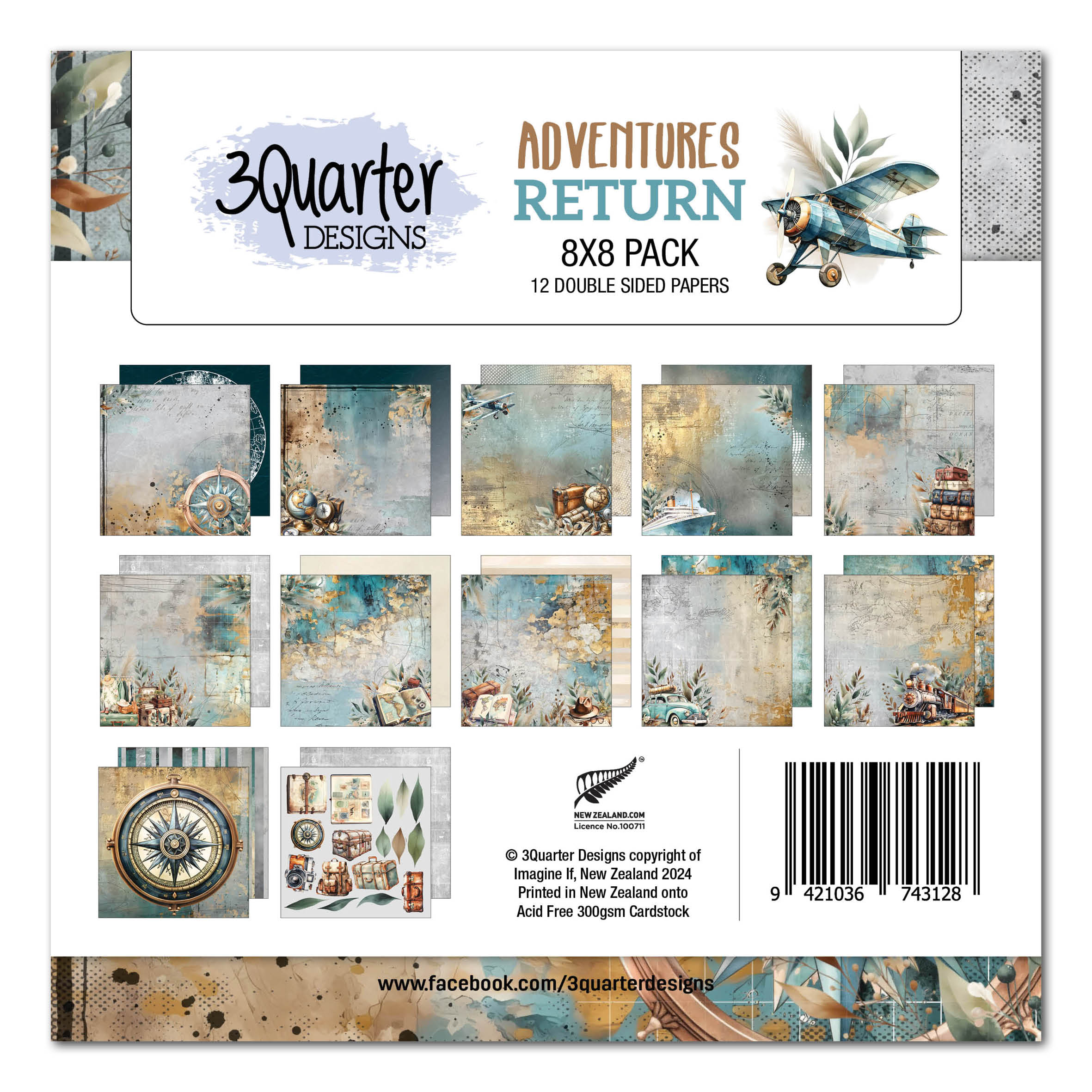 3Quarter Designs Adventures Return 8x8 Paper Pack