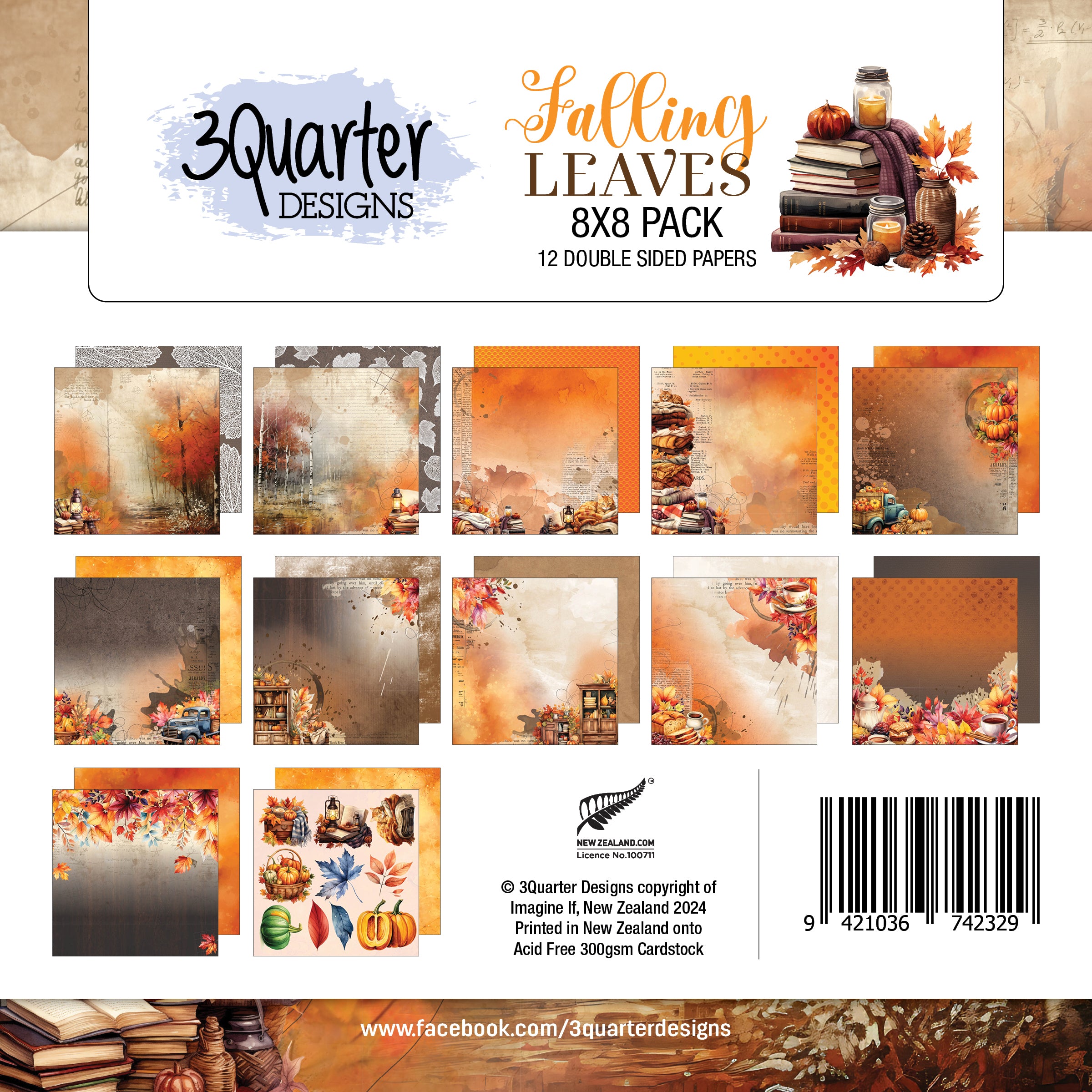 3Quarter Designs Falling Leaves 8x8 Paper Pack