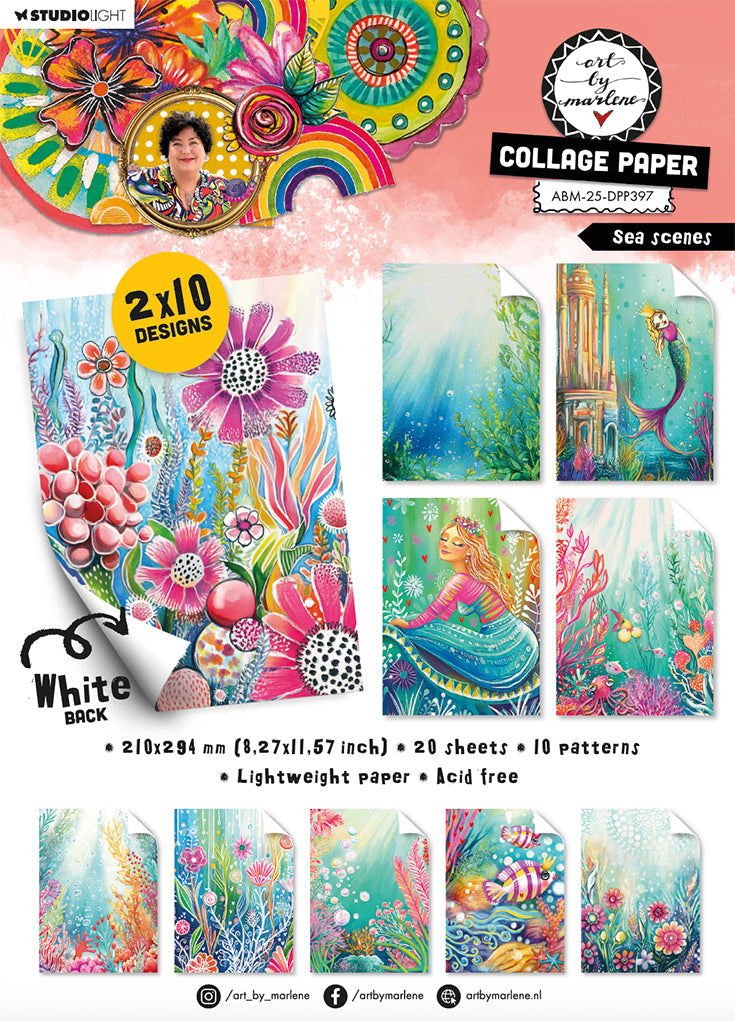 ABM Collage Paper Sea Scenes Art By Marlene 210x294x8mm 20 Sheets