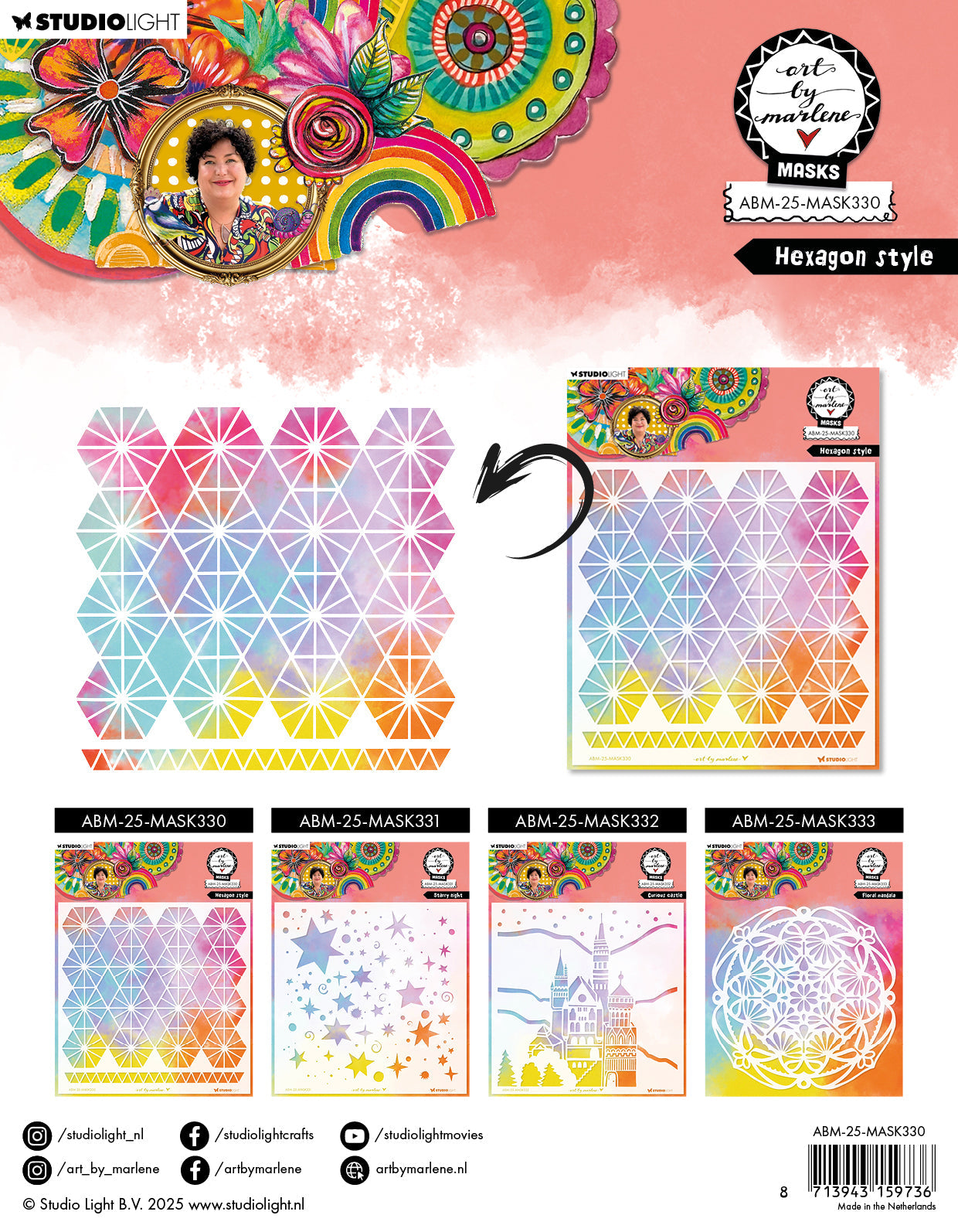 ABM Mask Hexagon Style Art by Marlene 1 Pieces