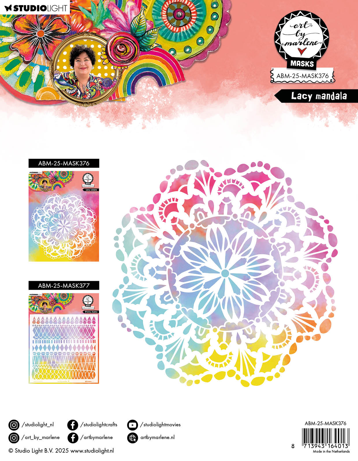 ABM Mask Lacy Mandala Art By Marlene 203x203x1mm 1 Piece