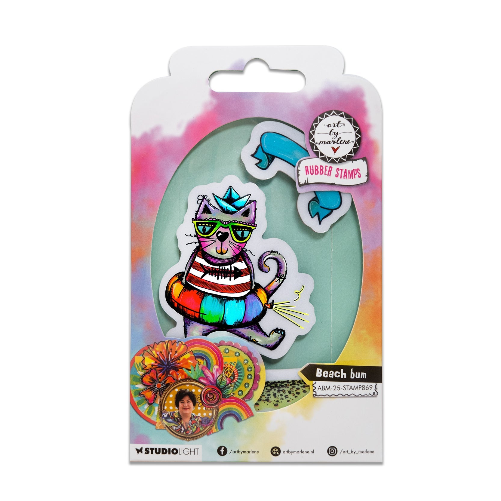 ABM Cling Rubber Stamp Beach Bum Art By Marlene 3 Pieces