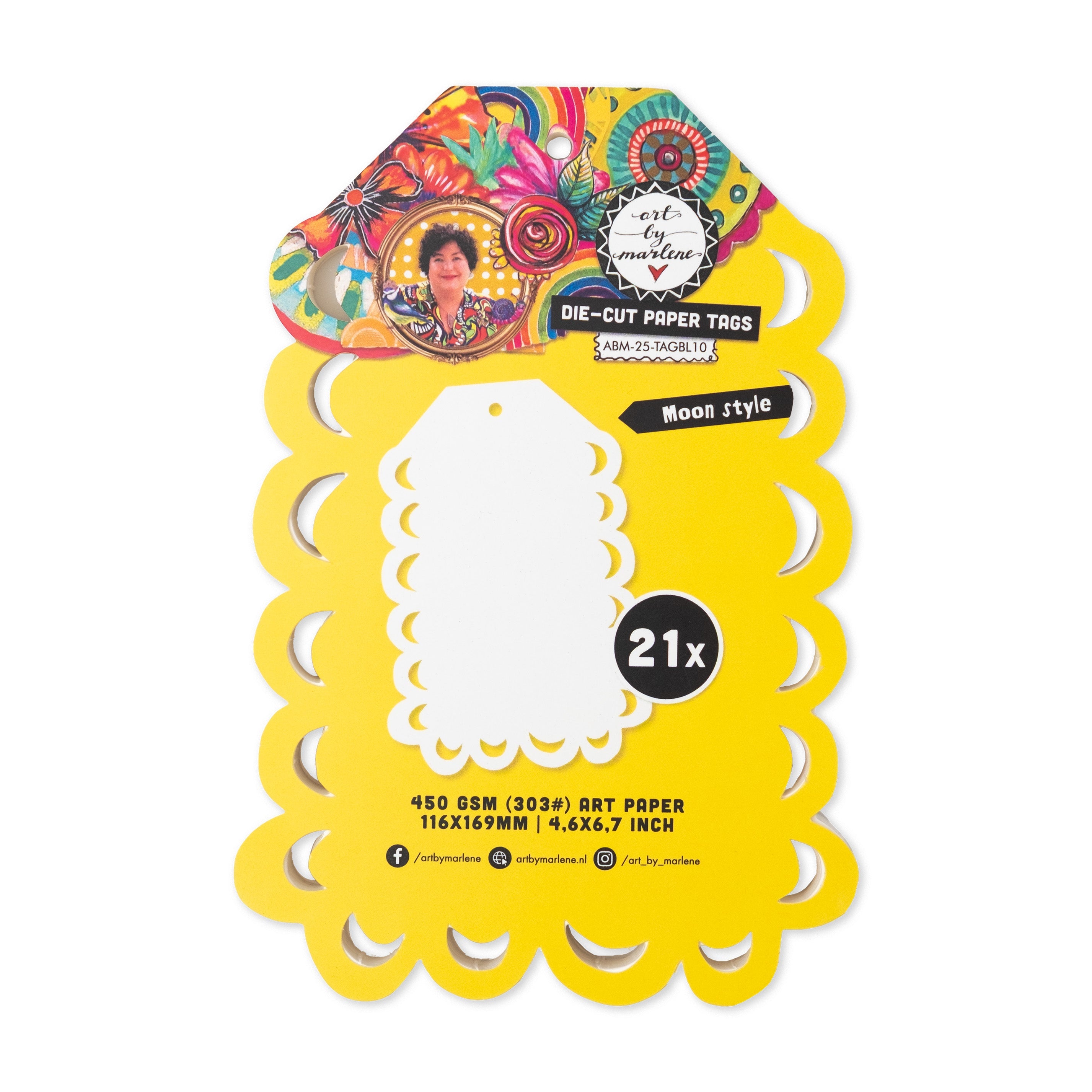 ABM Die-Cut Paper Tags Moon Style Art By Marlene 116x169x8mm 21 Tags